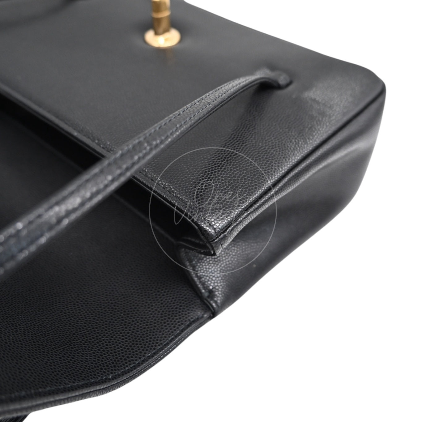 [Pre-owned] Chanel Preppy Coco Small Flap Bag in Black Calfskin GHW