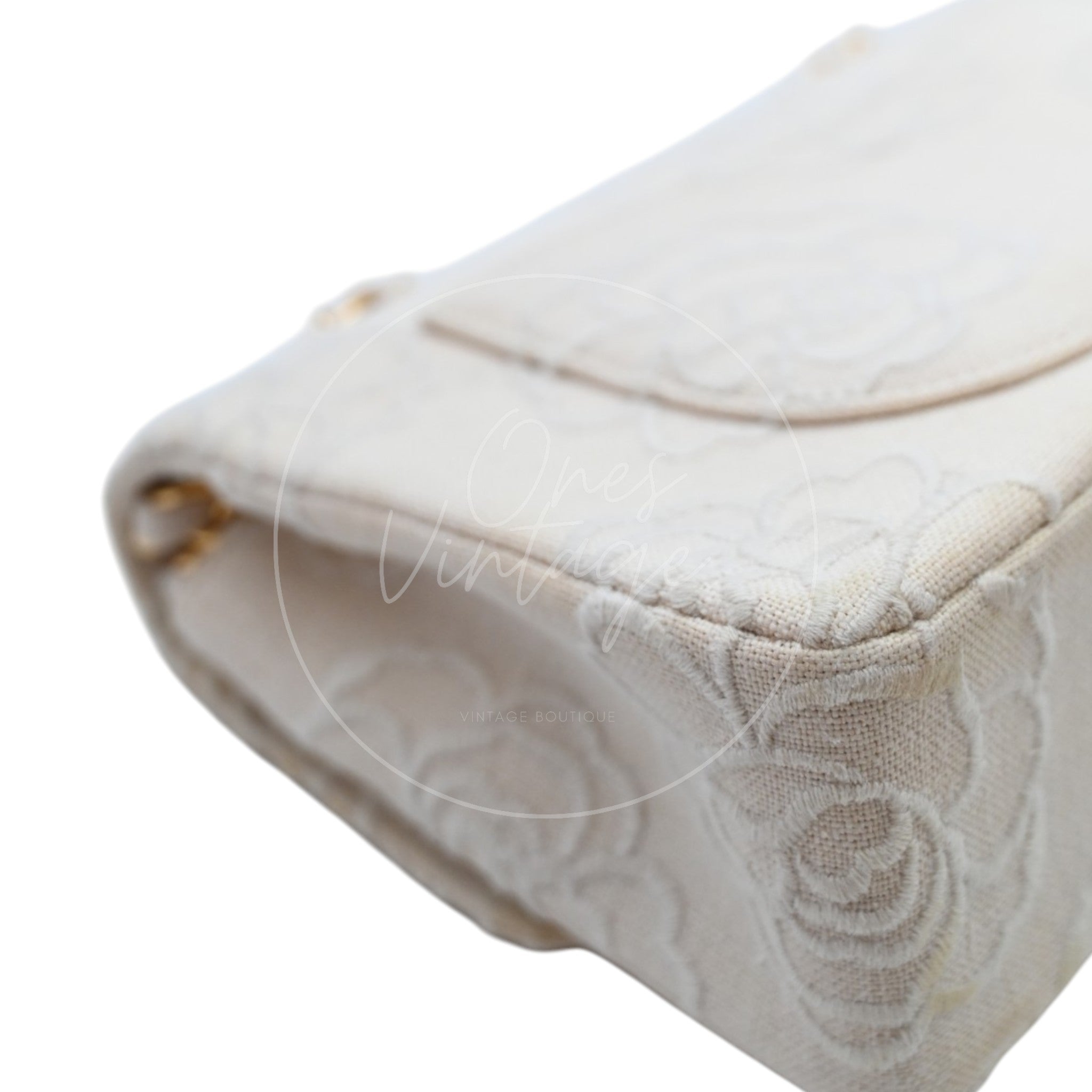 Chanel Camellia Embroidered Small Classic Flap Bag GHW Ivory Beige Series 5