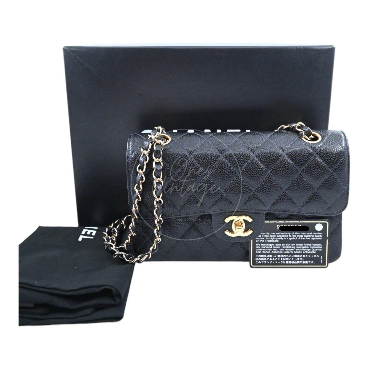 [Pre-Owned] Chanel Small Classic Flap Bag Black Caviar Series 9