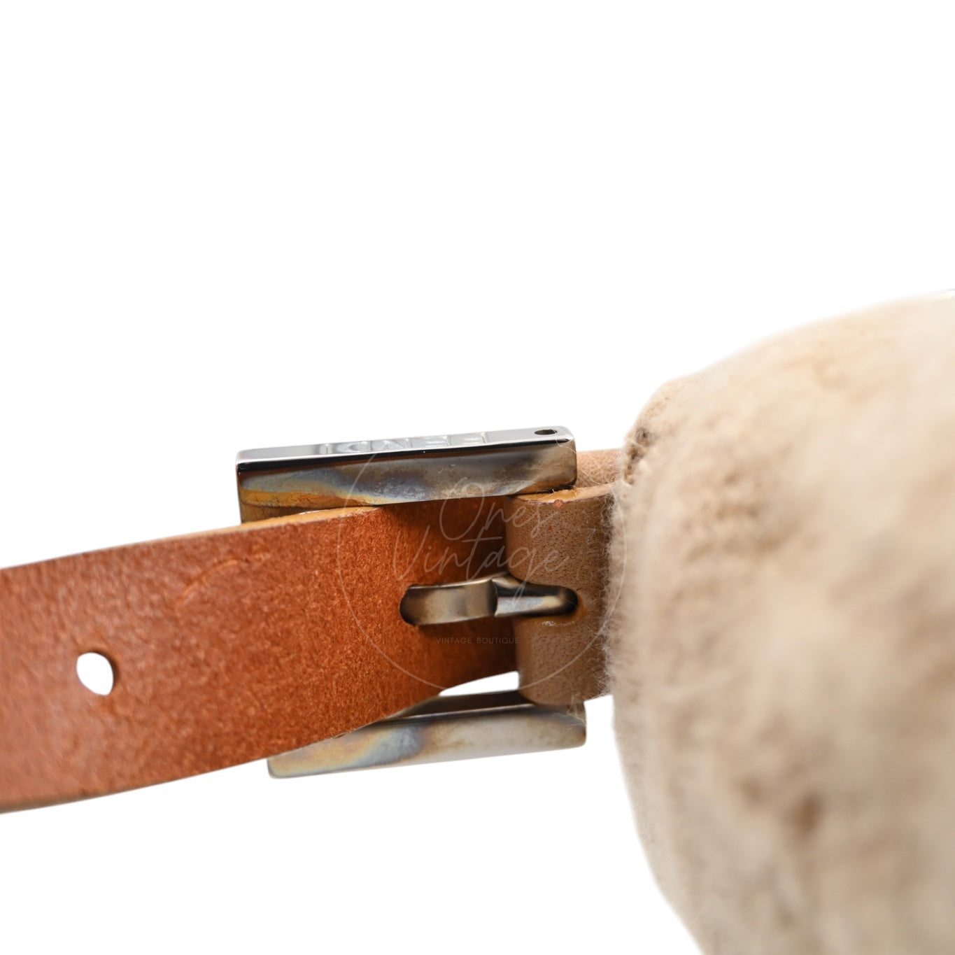 [Pre-owned] Fendi Beige Zucca Baguette Wool and Leather