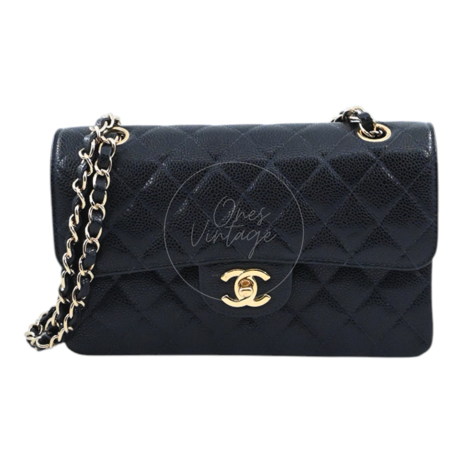 [Pre-Owned] Chanel Small Classic Flap Bag Black Caviar Series 9