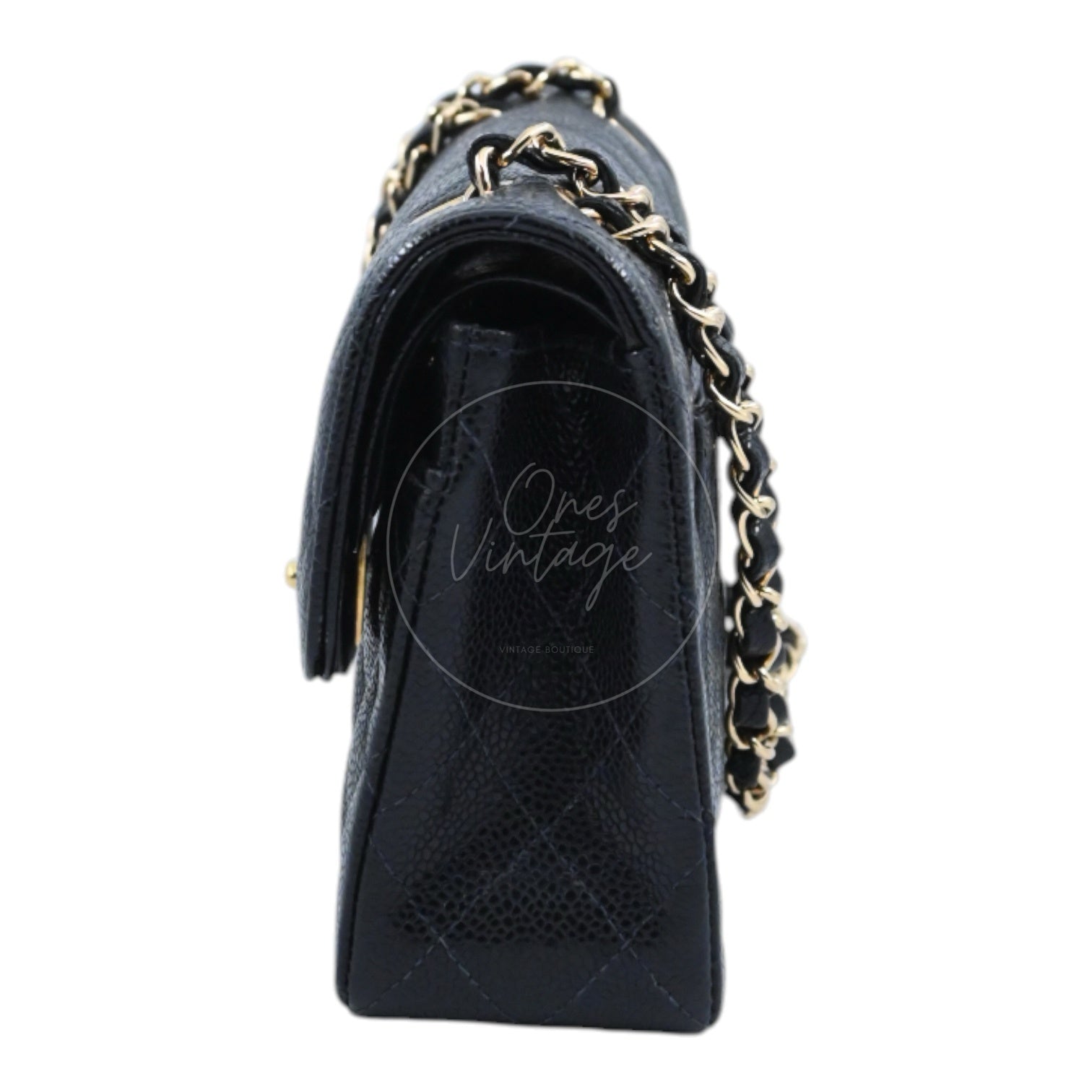 [Pre-Owned] Chanel Small Classic Flap Bag Black Caviar Series 9