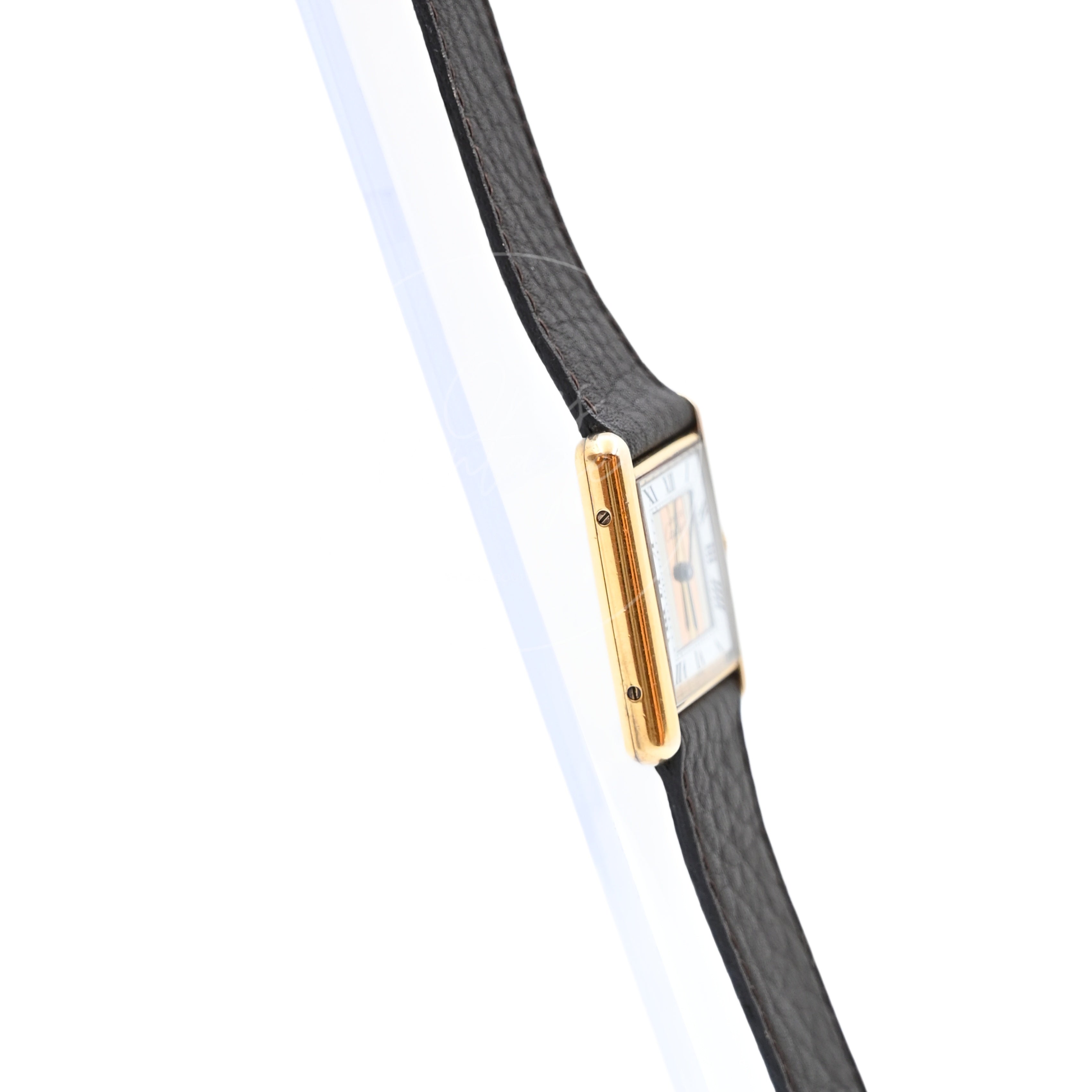 Cartier Vermeil Tank Quatz Dark Brown
