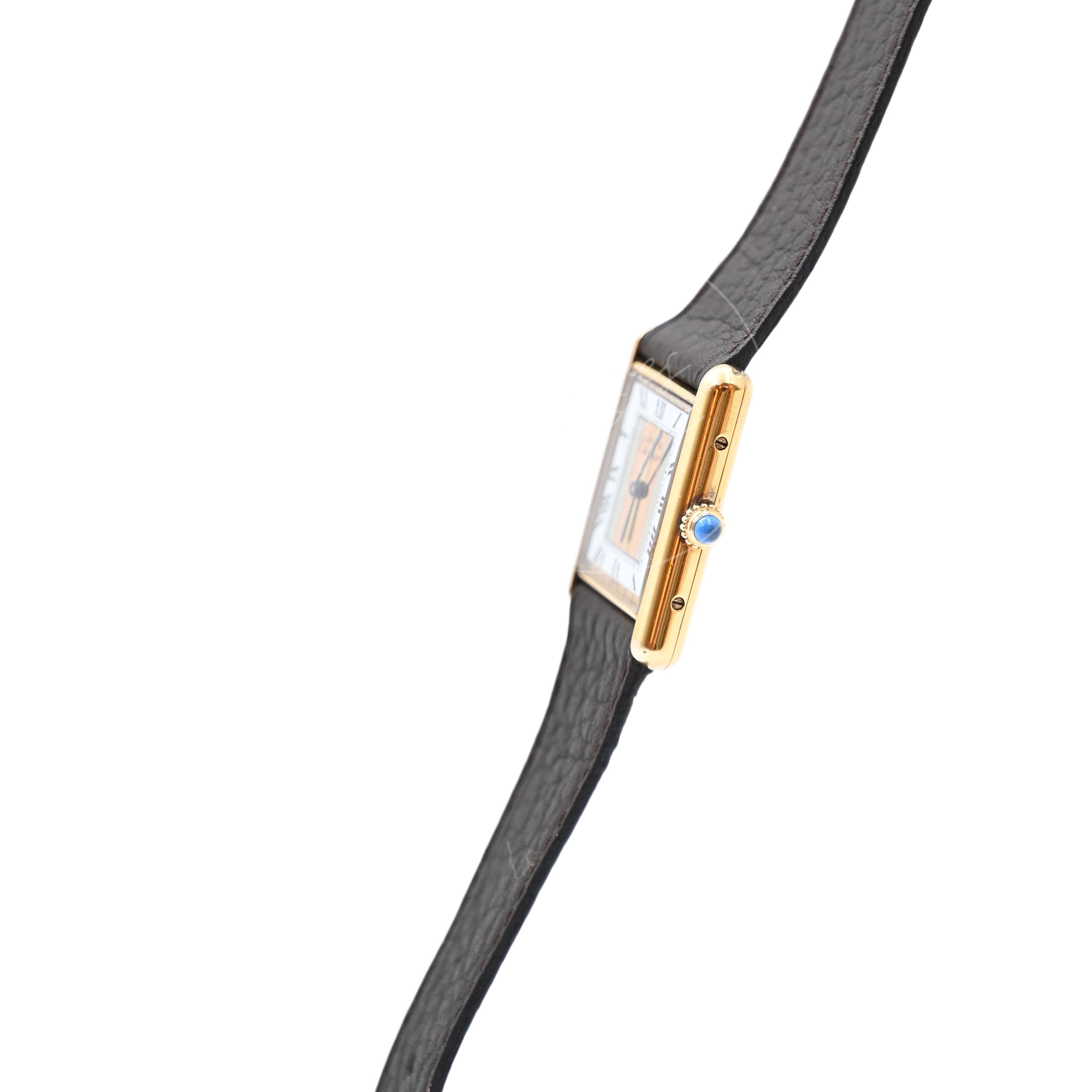 Cartier Vermeil Tank Quatz Dark Brown