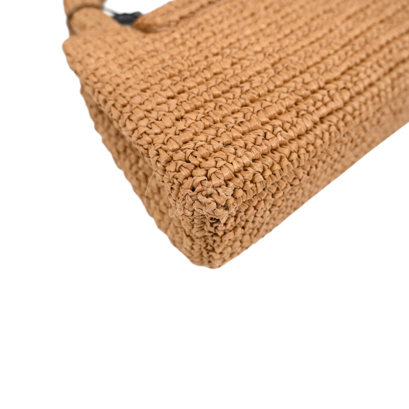 [Pre-owned] Chanel Mini Straw Weave Gold Metal Dark Beige Shopping Bag
