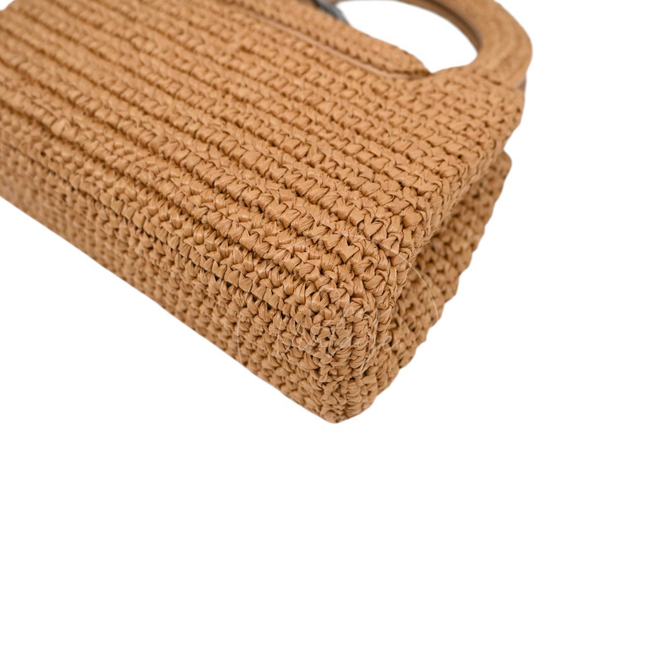 [Pre-owned] Chanel Mini Straw Weave Gold Metal Dark Beige Shopping Bag