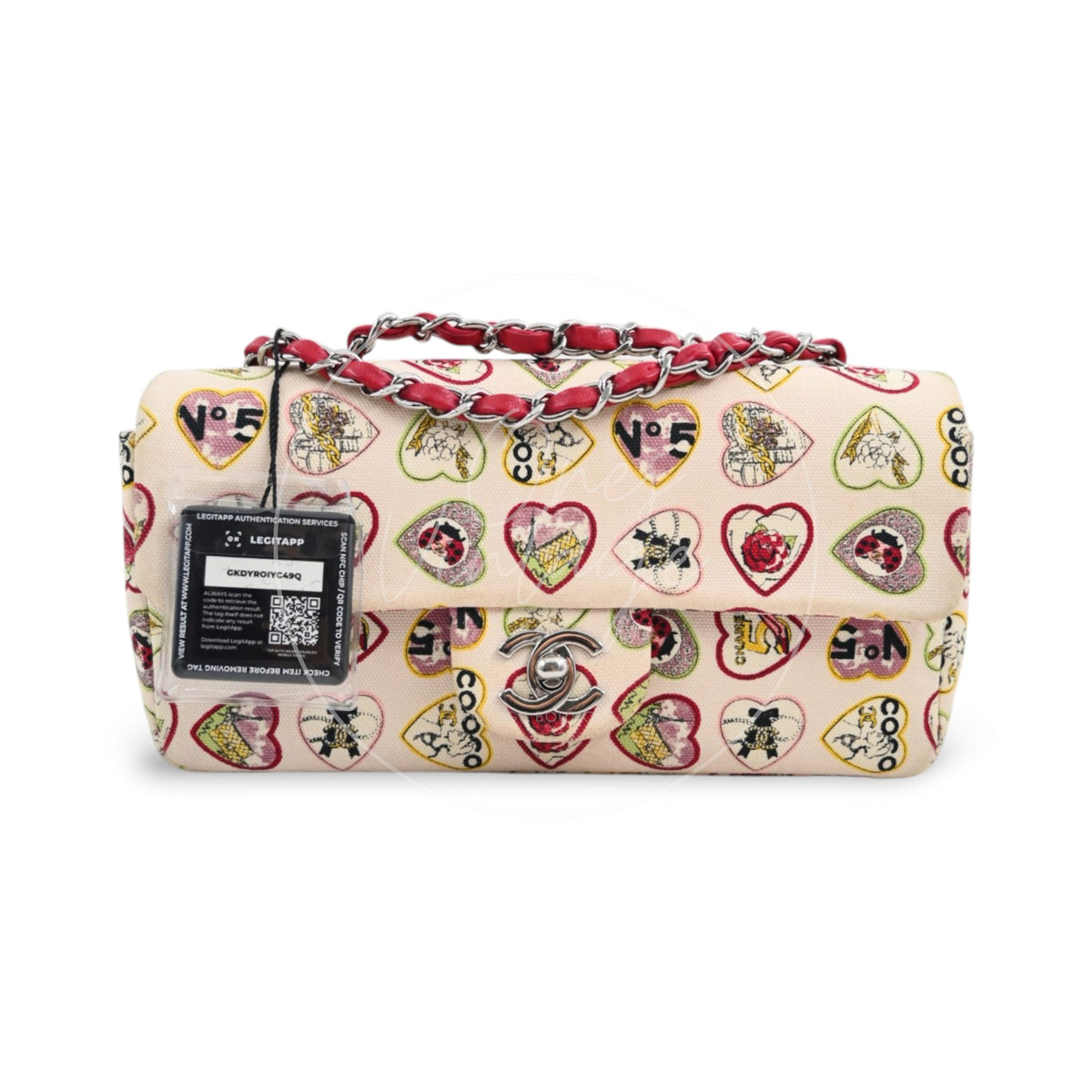 Chanel Classic Coco Heart Motif Limited Edition Canvas Flap Bag Multicolor SHW Series 10