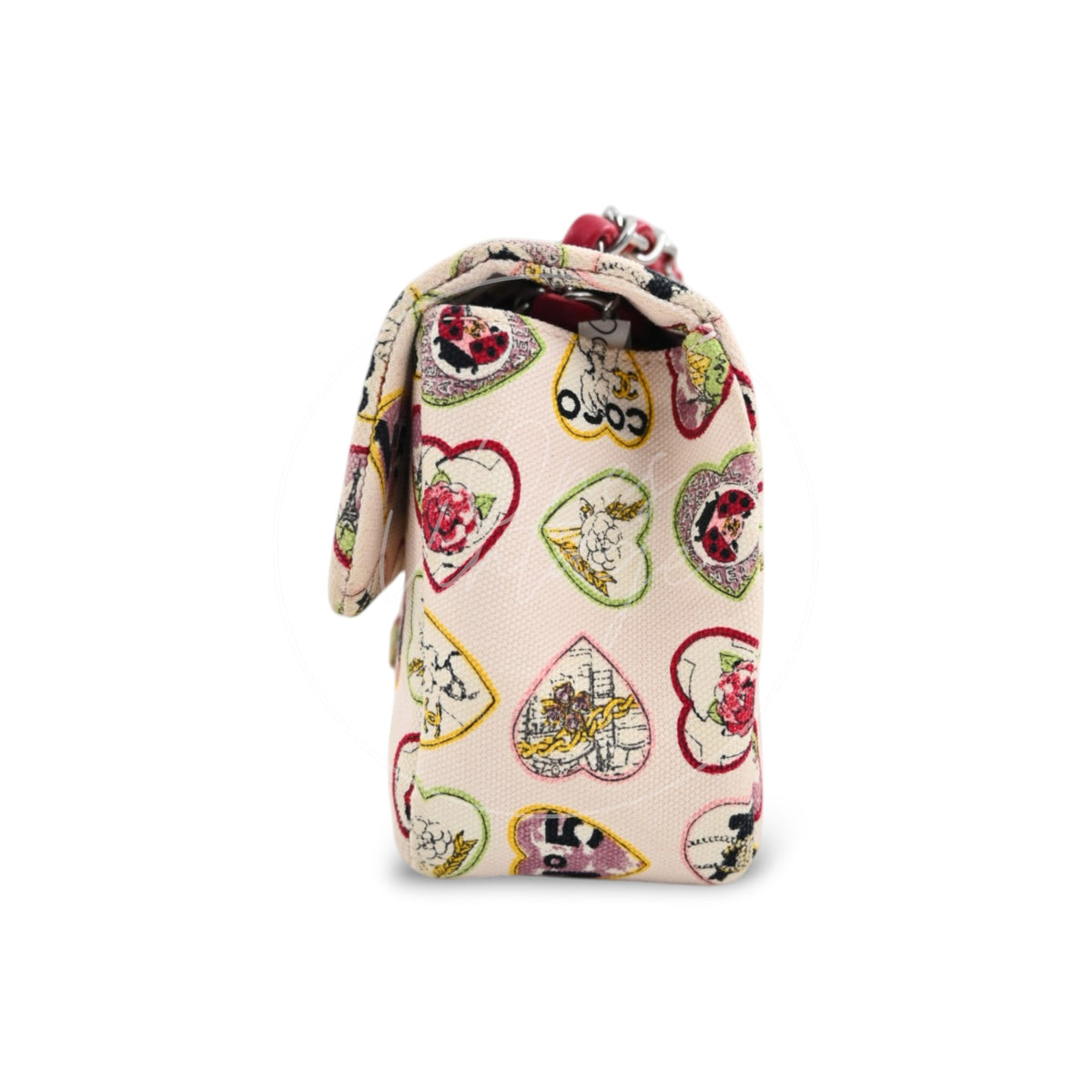 Chanel Classic Coco Heart Motif Limited Edition Canvas Flap Bag Multicolor SHW Series 10