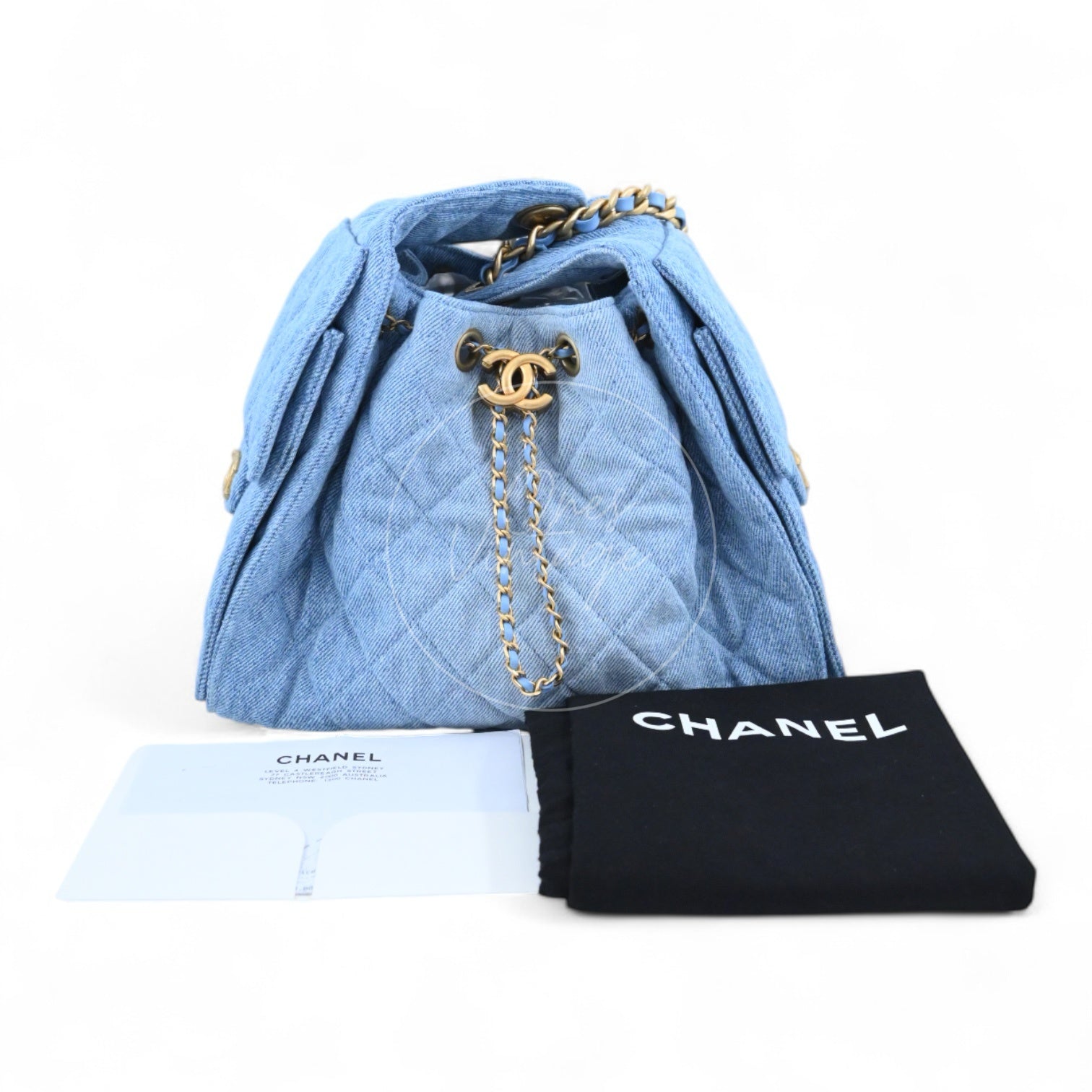 [Unused] Chanel 25 Small Washed-Denim Shoulder Bag Microchip