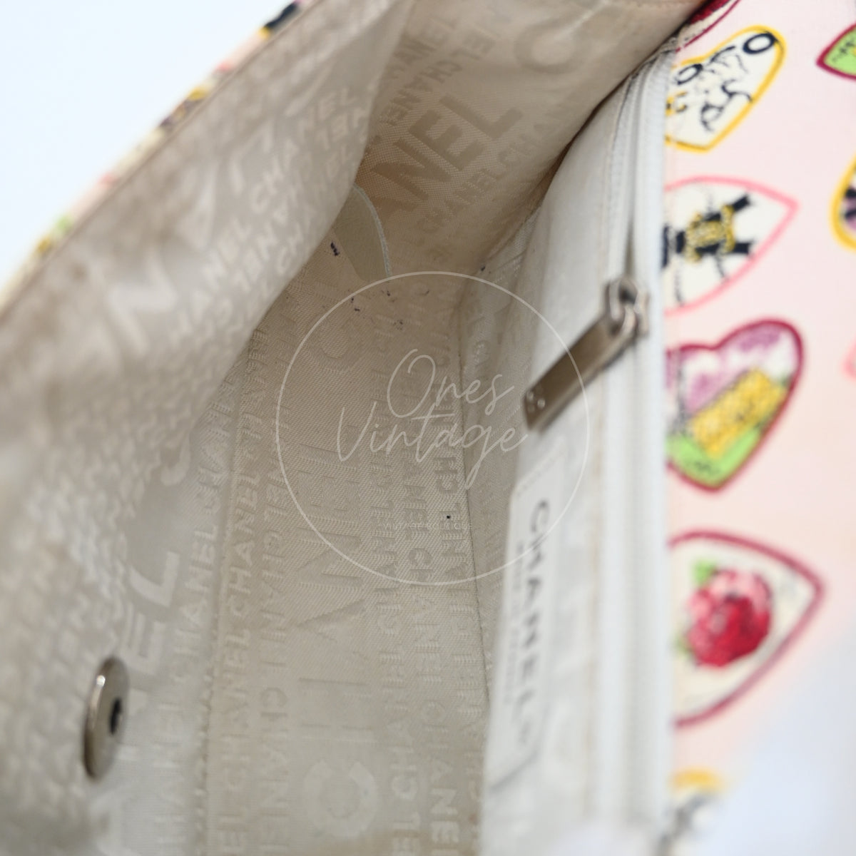 Chanel Classic Coco Heart Motif Limited Edition Canvas Flap Bag Multicolor SHW Series 10