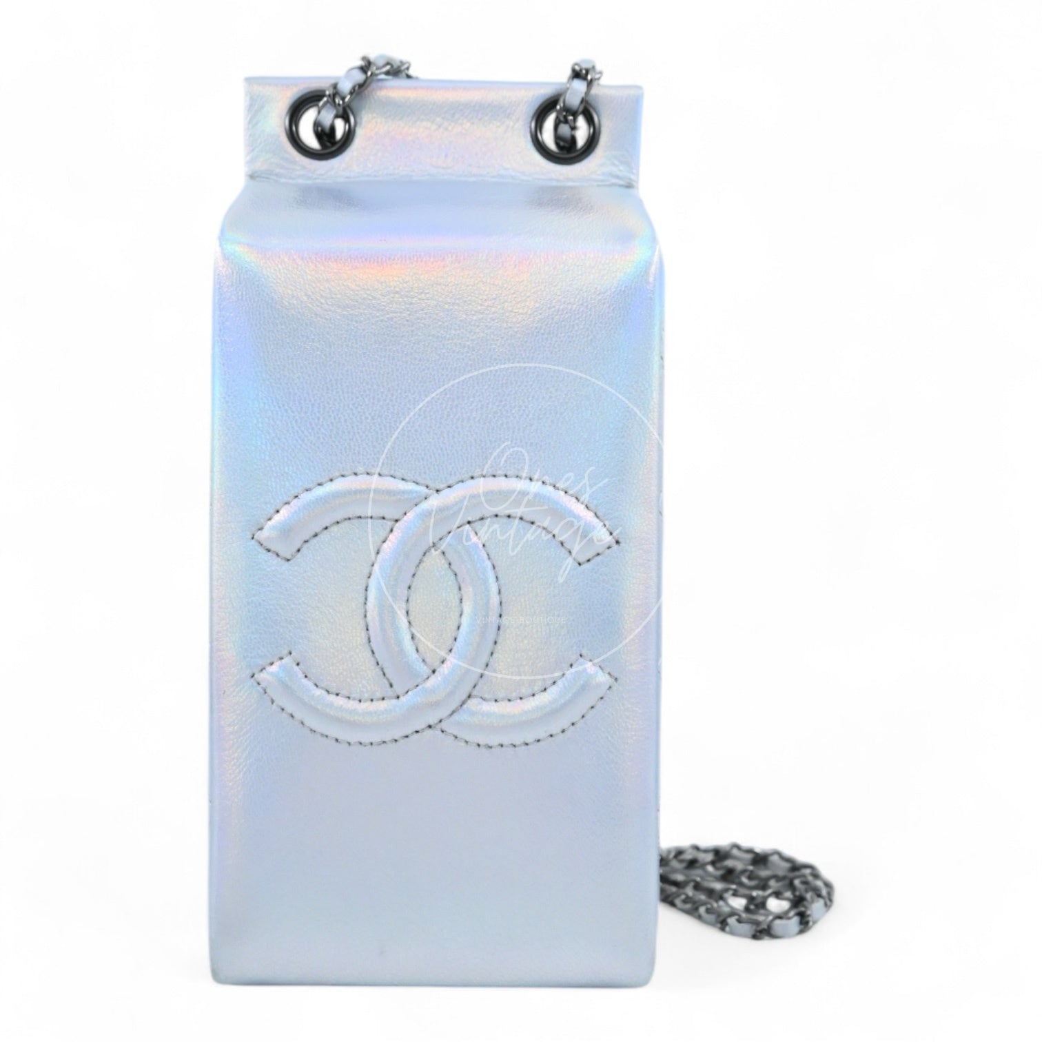 [Pre-owned] Chanel Milk Carton Iridescent Silver Goatskin Series 20 Bag