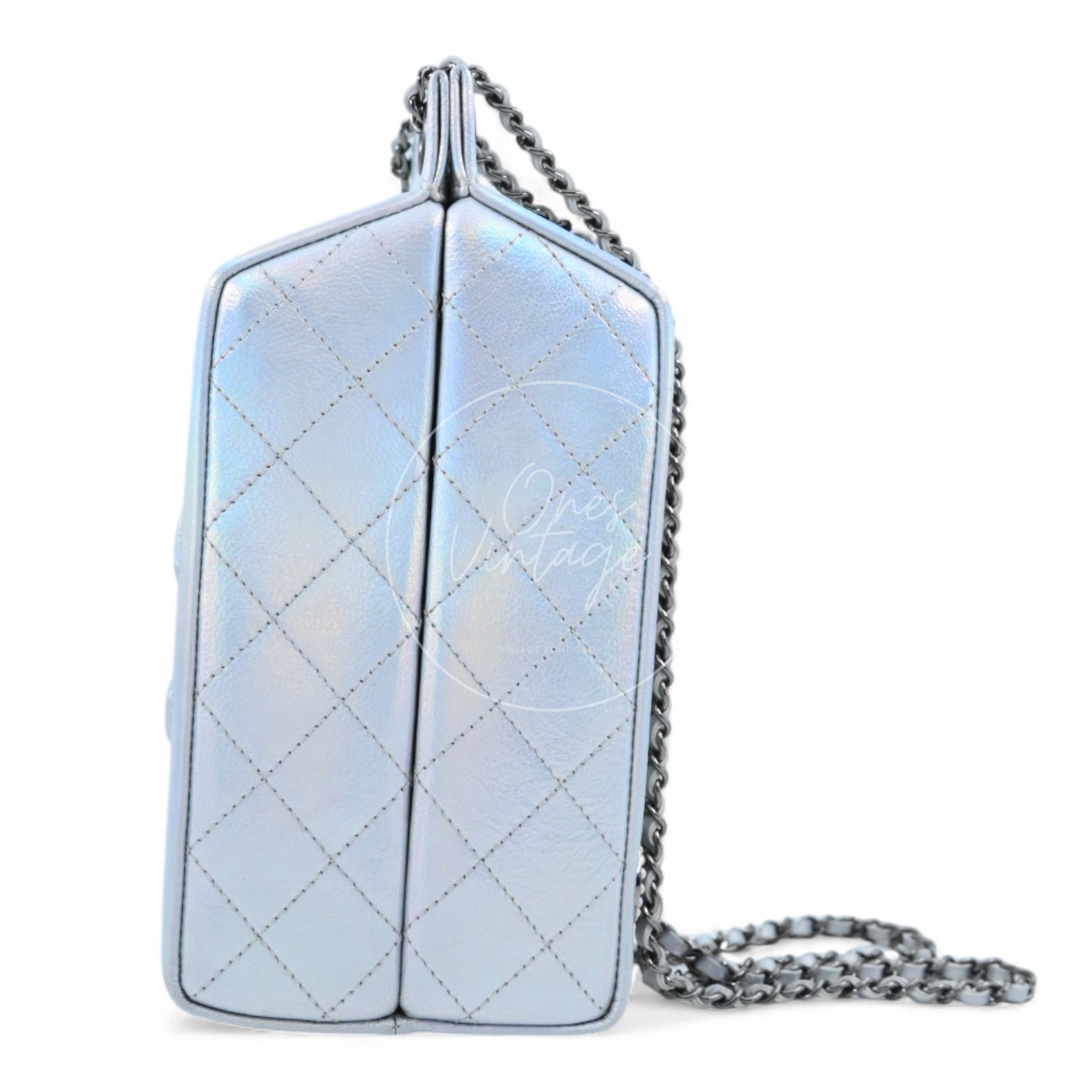 [Pre-owned] Chanel Milk Carton Iridescent Silver Goatskin Series 20 Bag