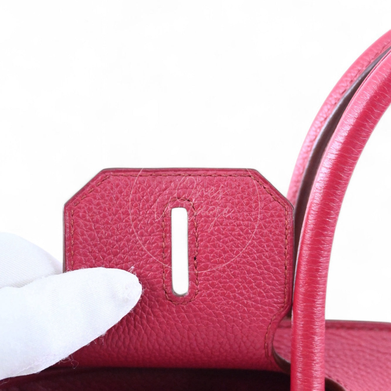 [Pre-owned] Hermes Birkin 30 Red Togo Stamp Square O