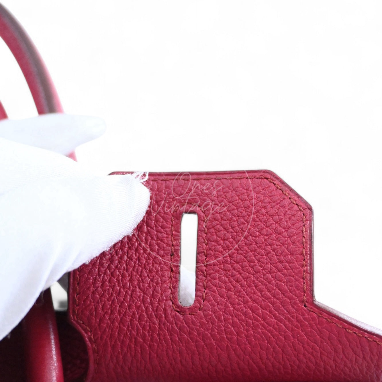 [Pre-owned] Hermes Birkin 30 Red Togo Stamp Square O