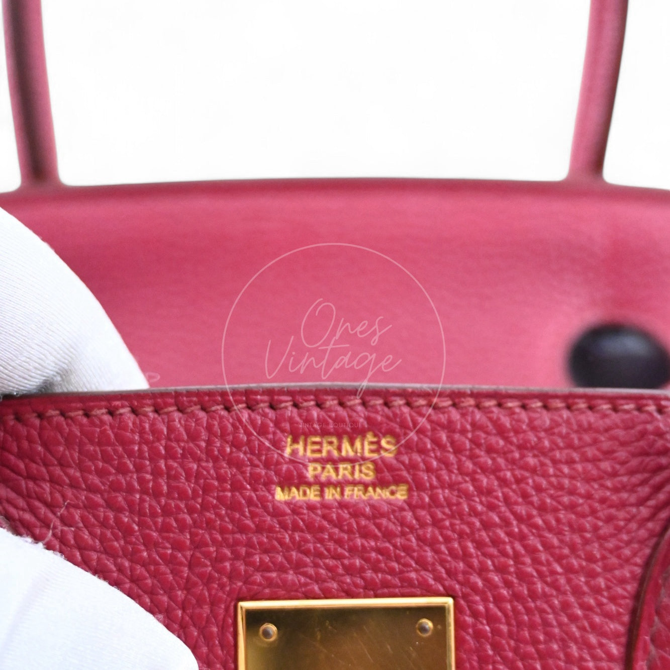 [Pre-owned] Hermes Birkin 30 Red Togo Stamp Square O