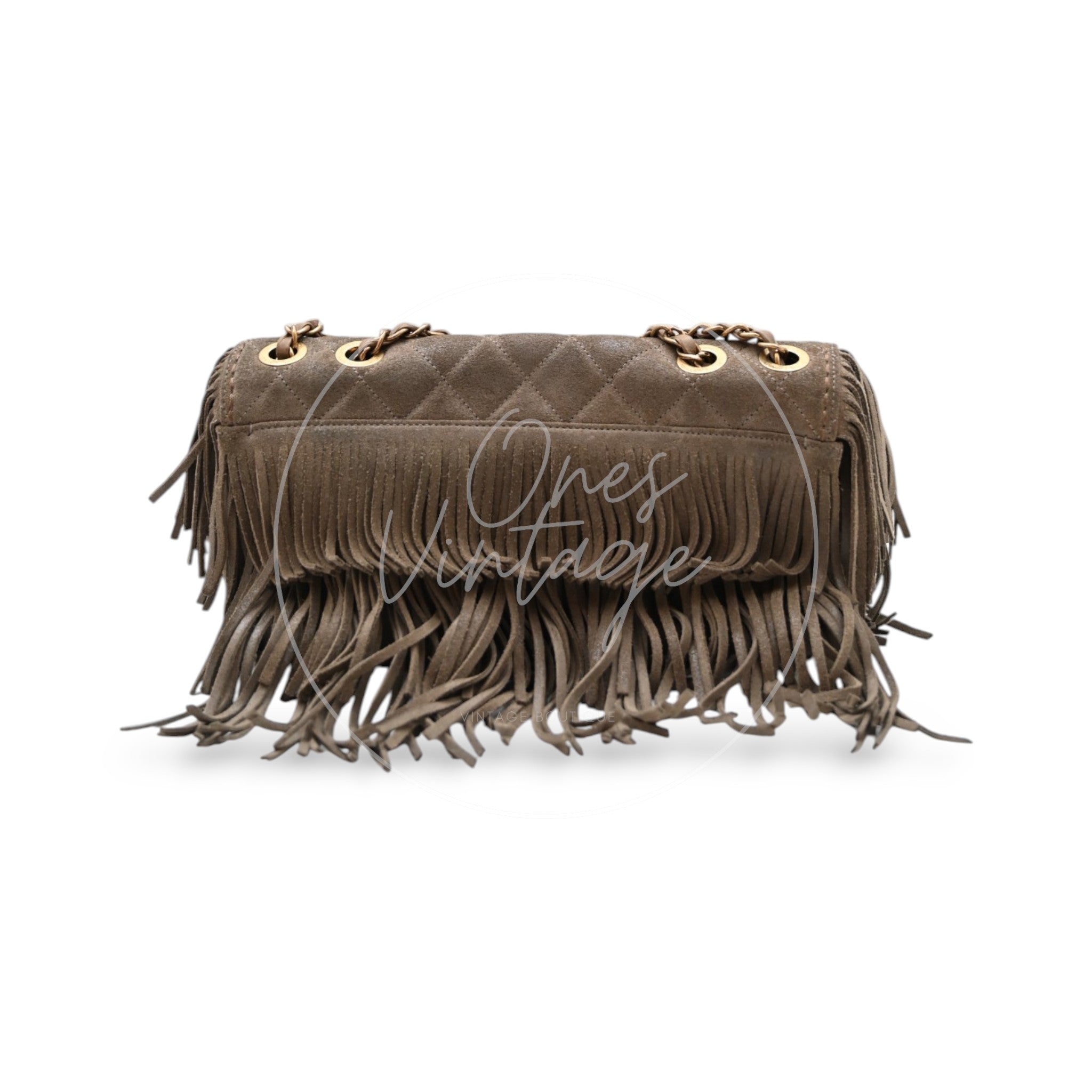 Chanel Paris Dallas Fringe Taupe Suede Flap Bag GHW Series 19