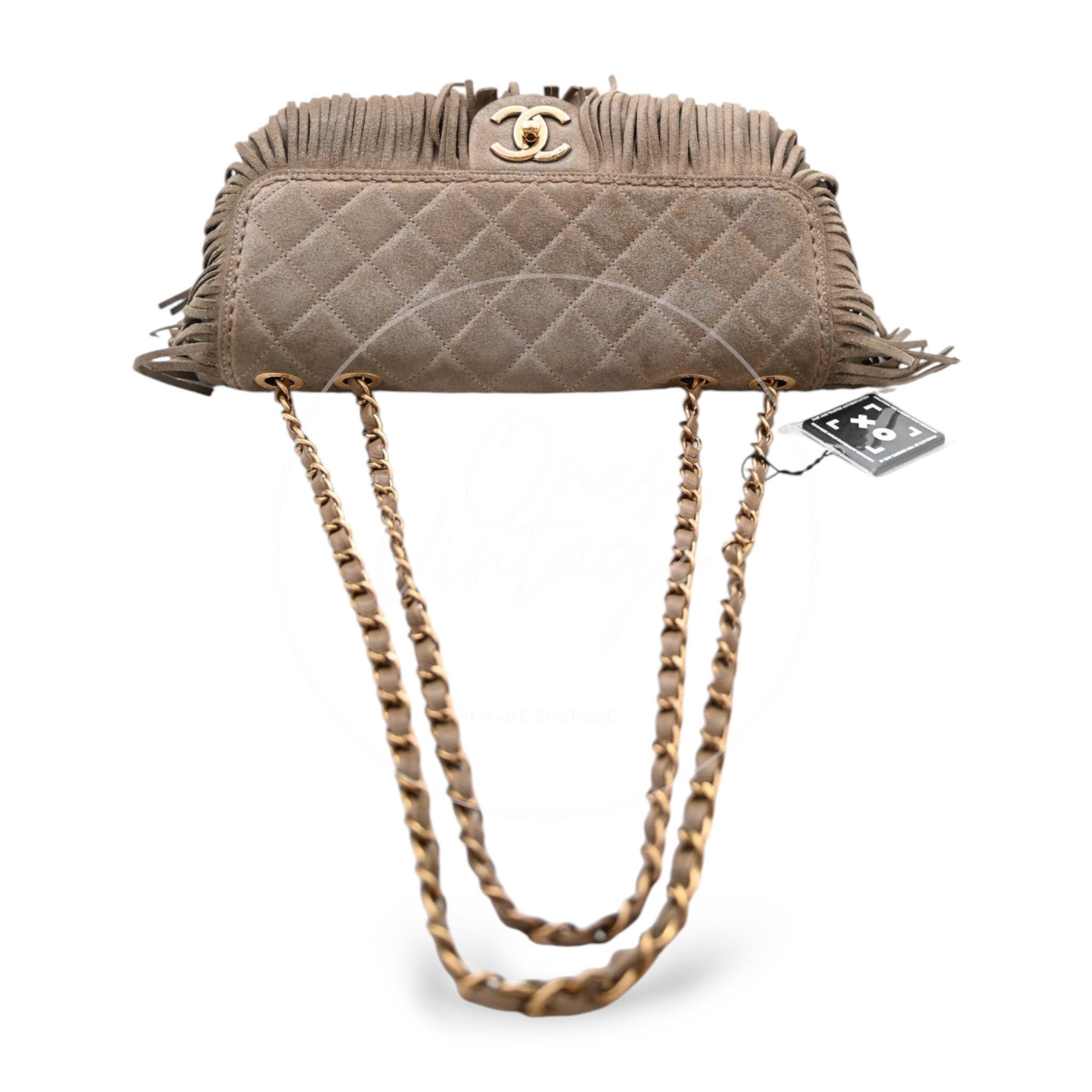 Chanel Paris Dallas Fringe Taupe Suede Flap Bag GHW Series 19