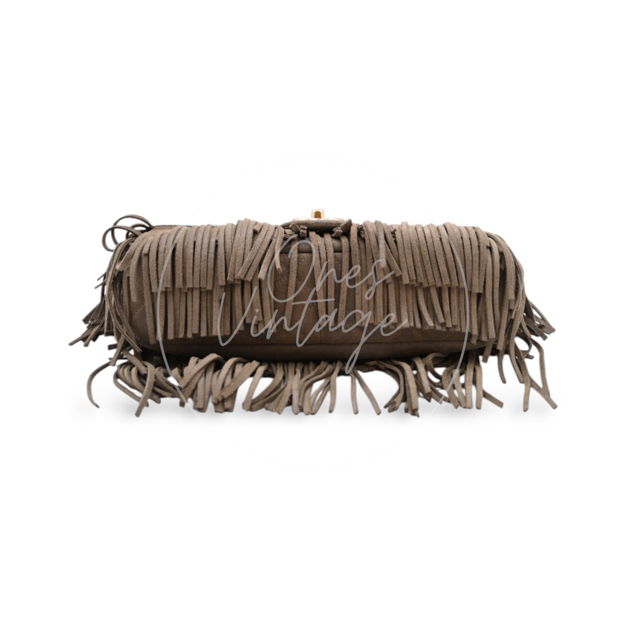 Chanel Paris Dallas Fringe Taupe Suede Flap Bag GHW Series 19