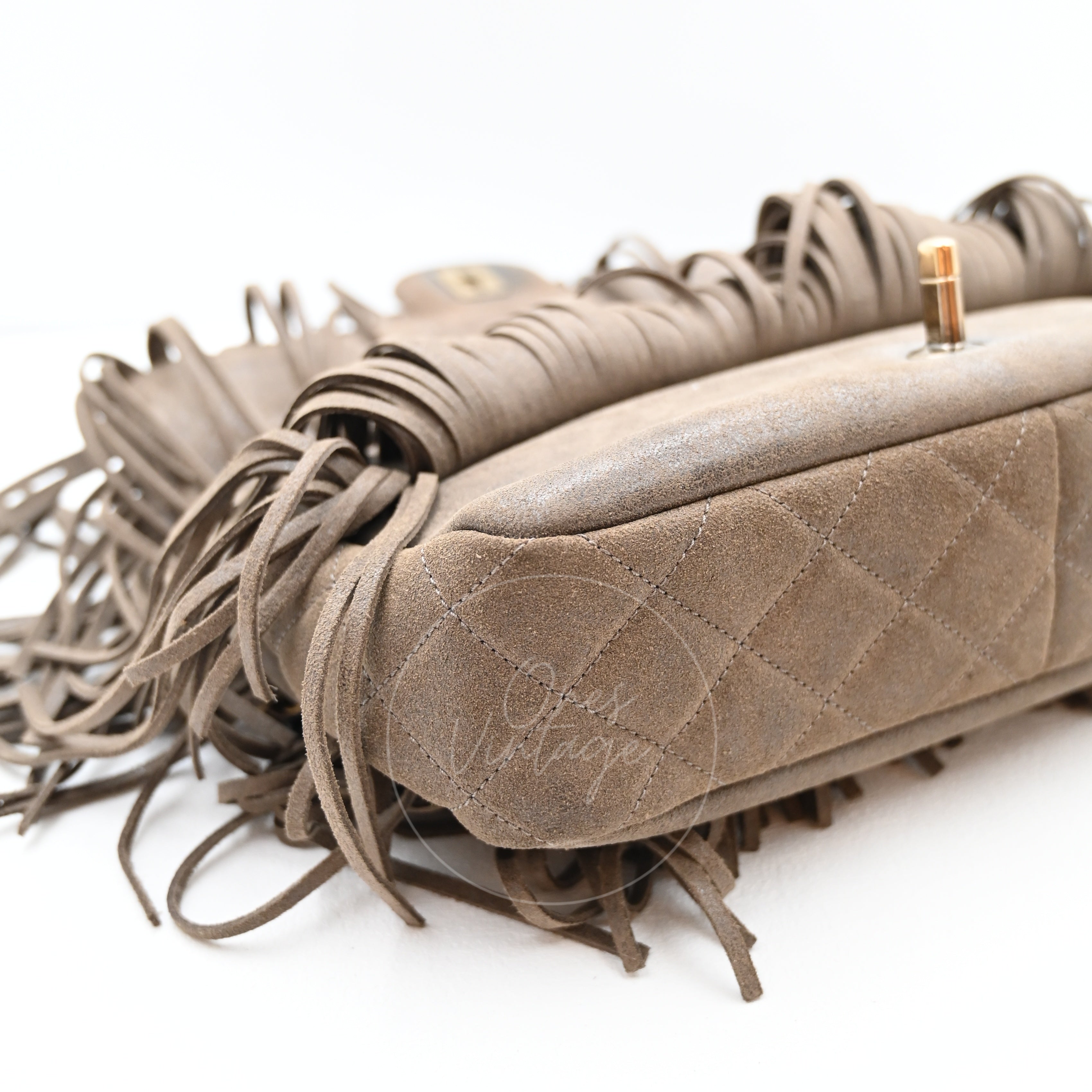 Chanel Paris Dallas Fringe Taupe Suede Flap Bag GHW Series 19