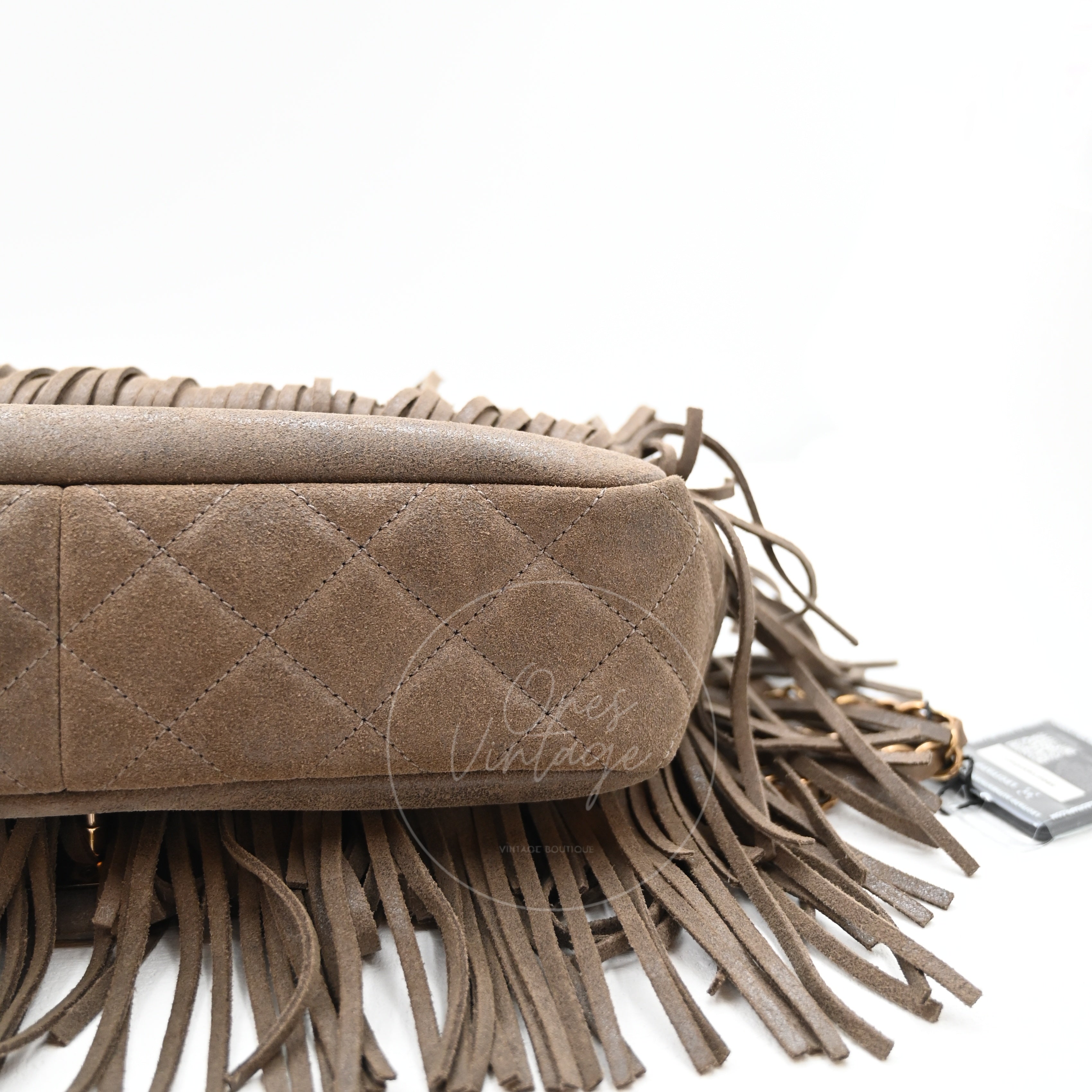 Chanel Paris Dallas Fringe Taupe Suede Flap Bag GHW Series 19