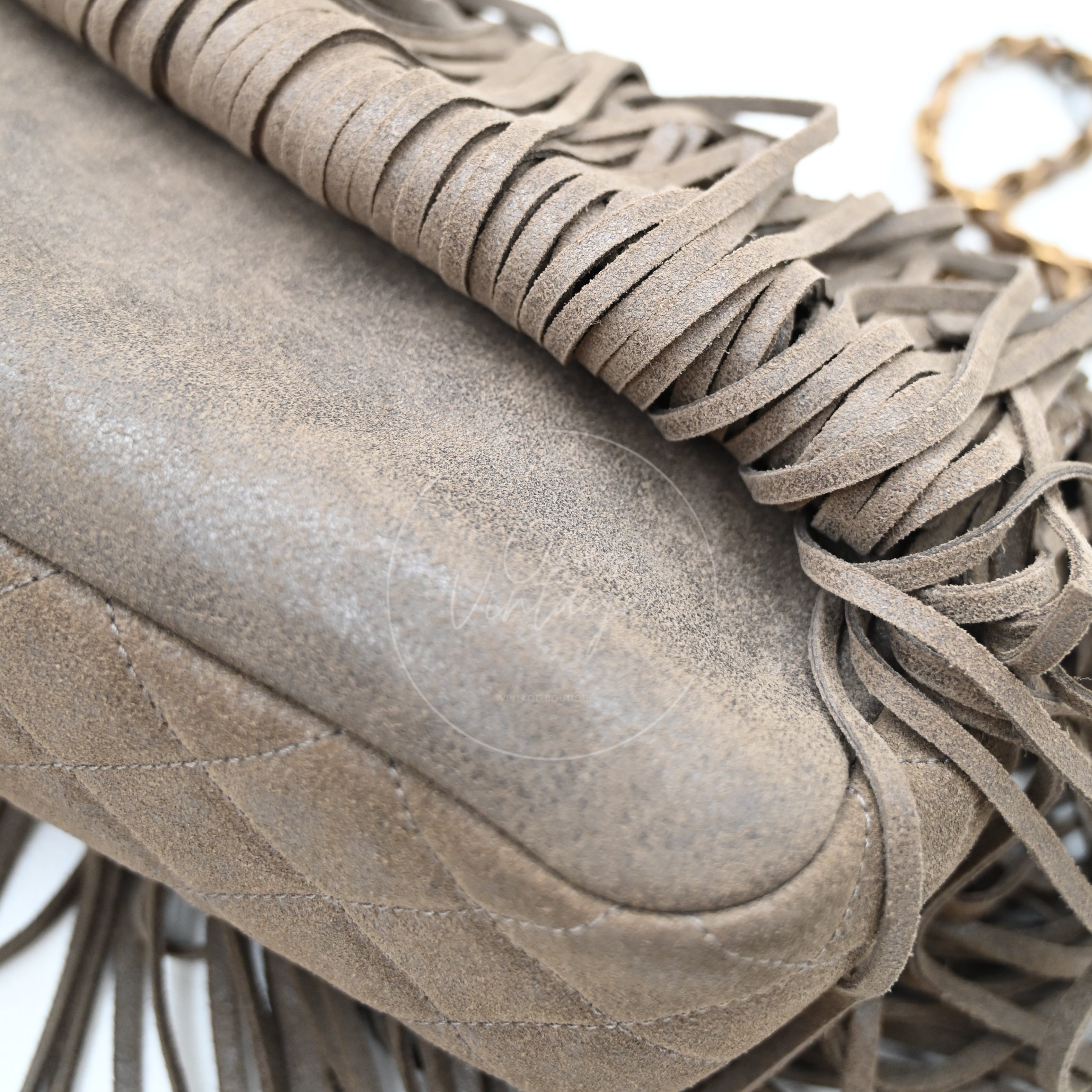 Chanel Paris Dallas Fringe Taupe Suede Flap Bag GHW Series 19
