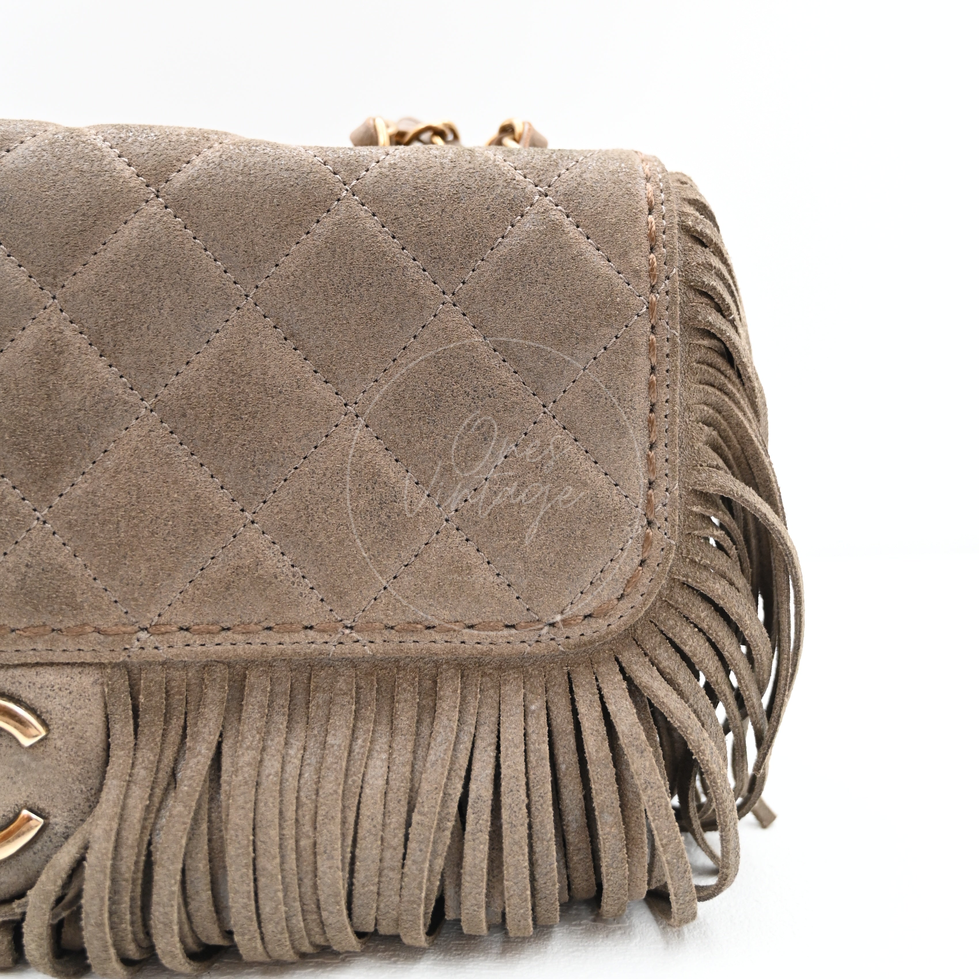 Chanel Paris Dallas Fringe Taupe Suede Flap Bag GHW Series 19