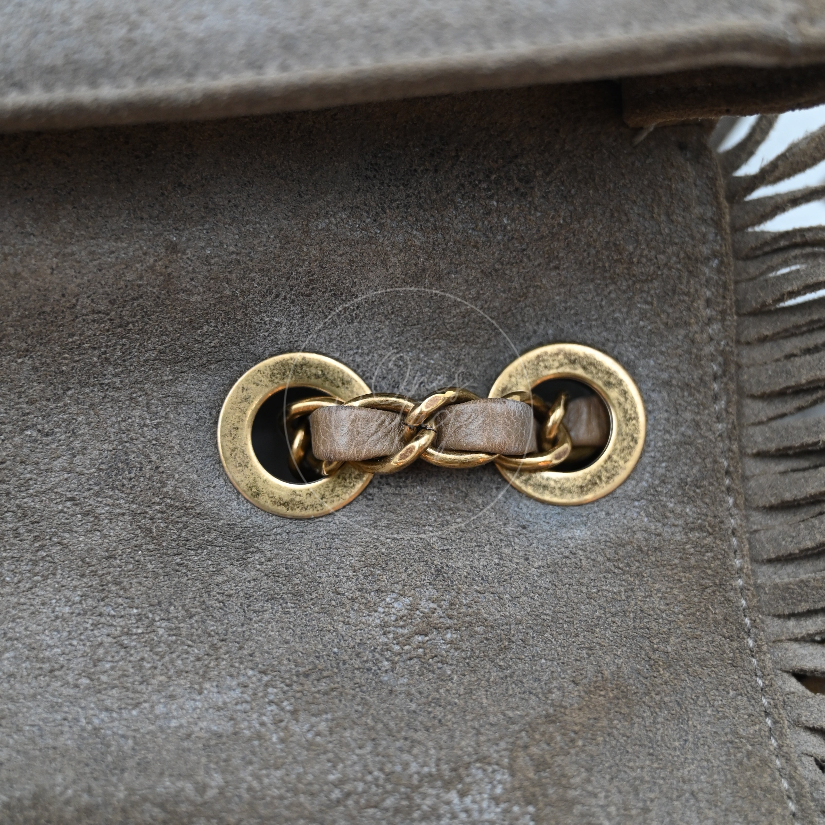 Chanel Paris Dallas Fringe Taupe Suede Flap Bag GHW Series 19