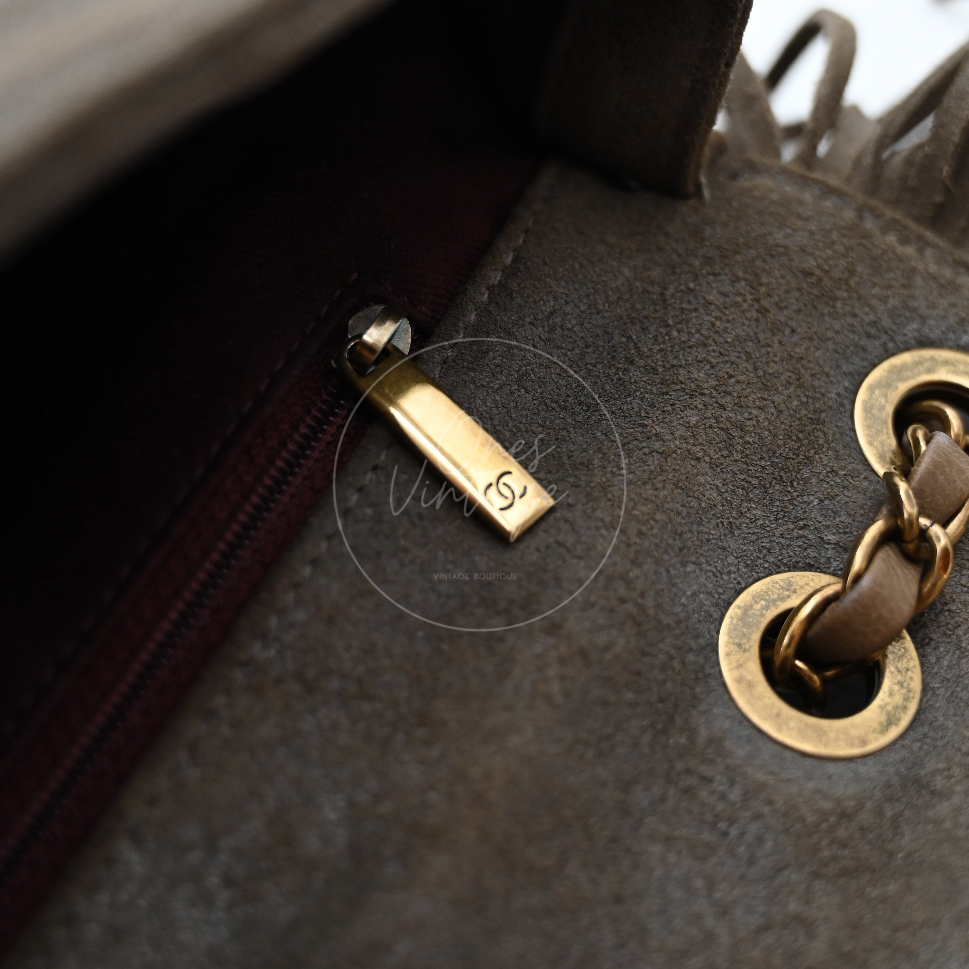 Chanel Paris Dallas Fringe Taupe Suede Flap Bag GHW Series 19