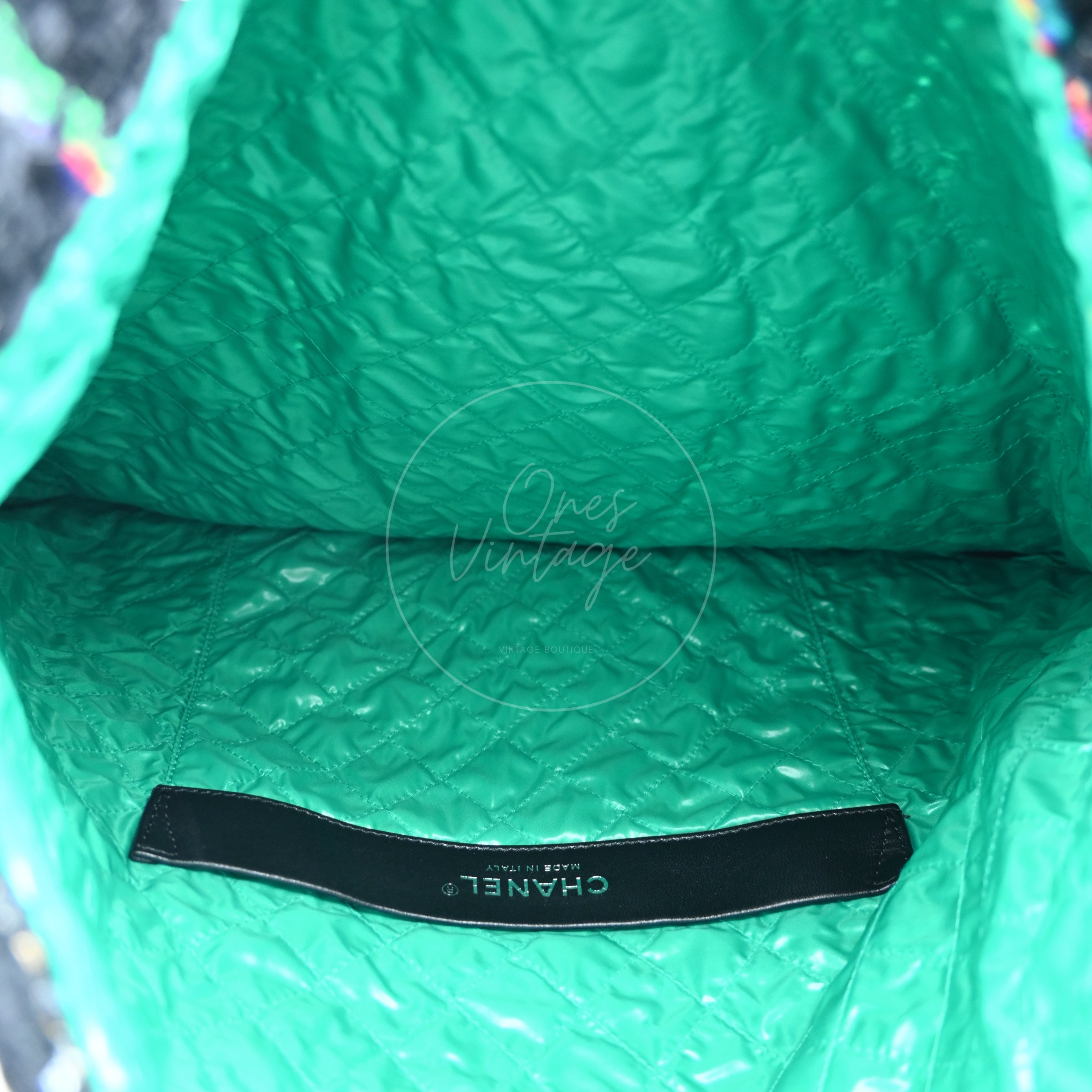 [Pre-owned] Chanel Robot Black Green Tote Bag