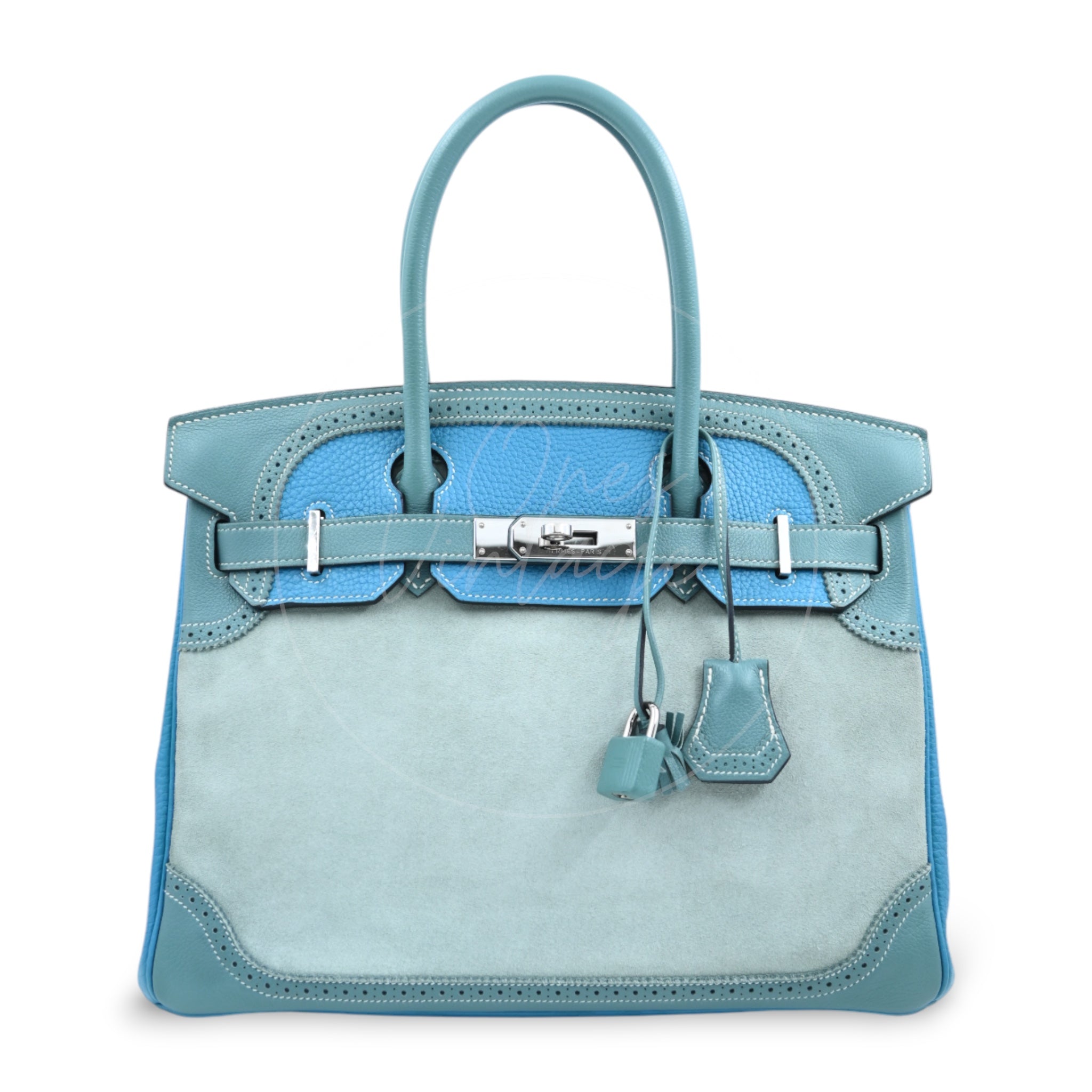 [Pre-owned] Hermes Birkin 30 Ghilies Denim Jean Stamp T