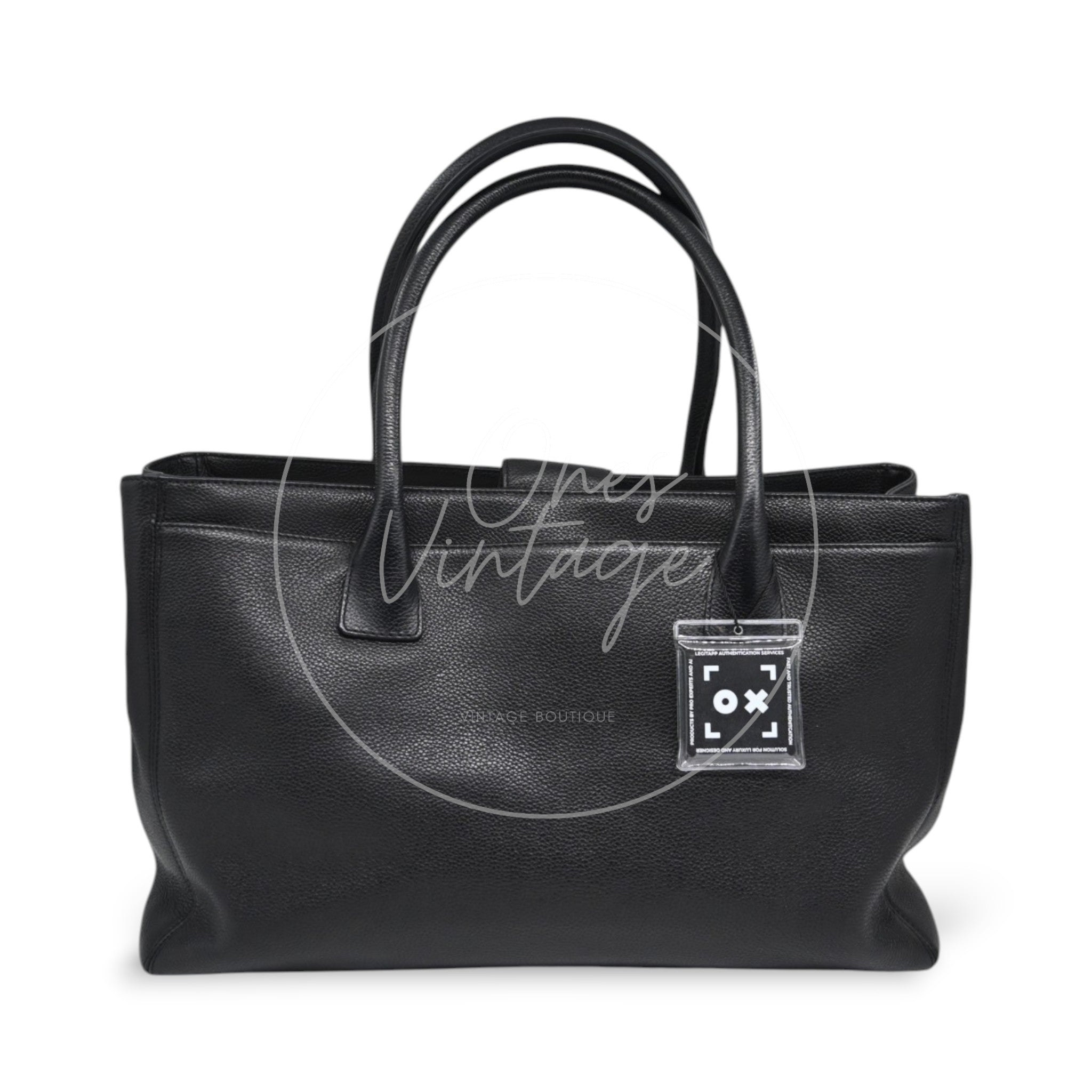 [Pre-owned] CHANEL Black Caviar Executive Cerf Tote GHW