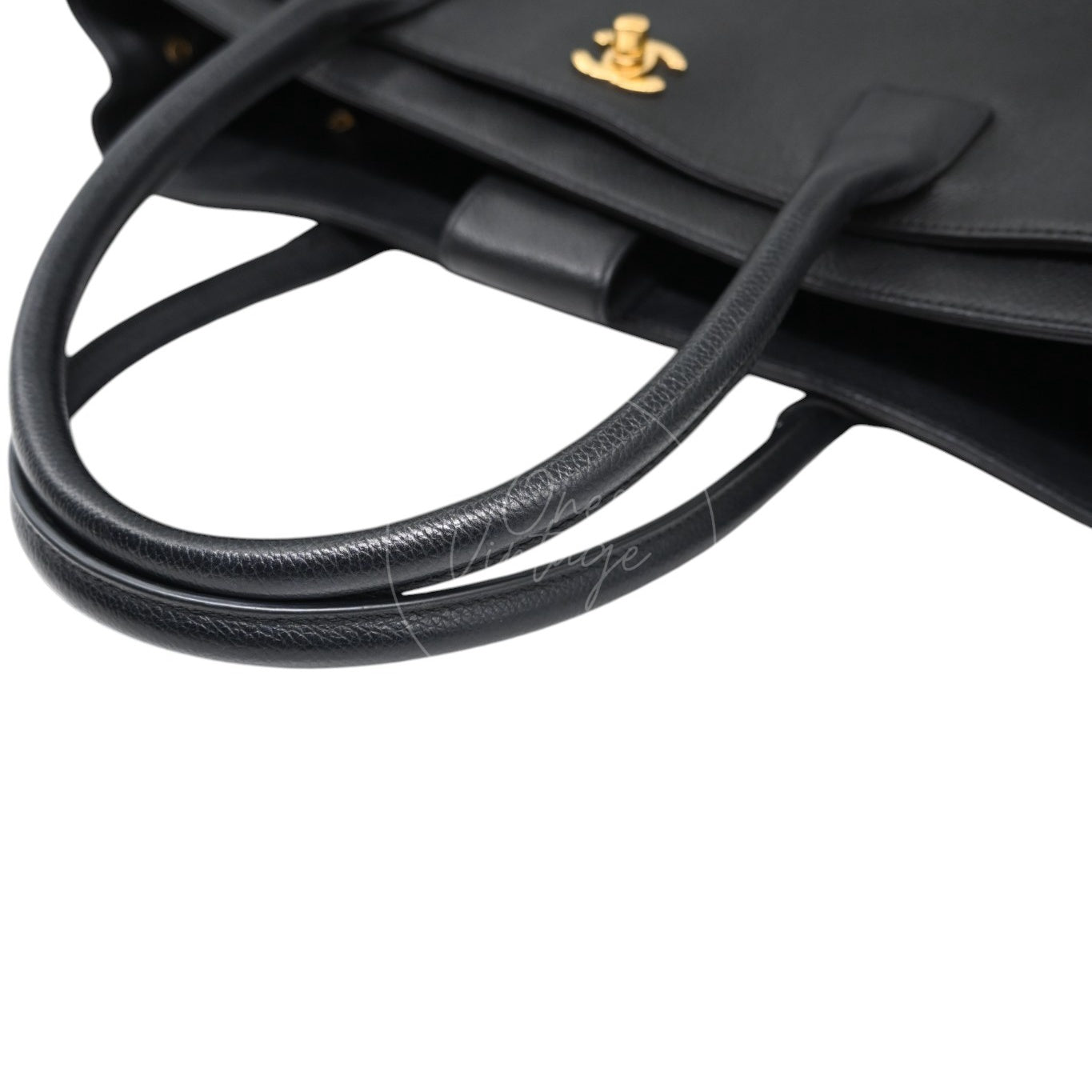 [Pre-owned] CHANEL Black Caviar Executive Cerf Tote GHW