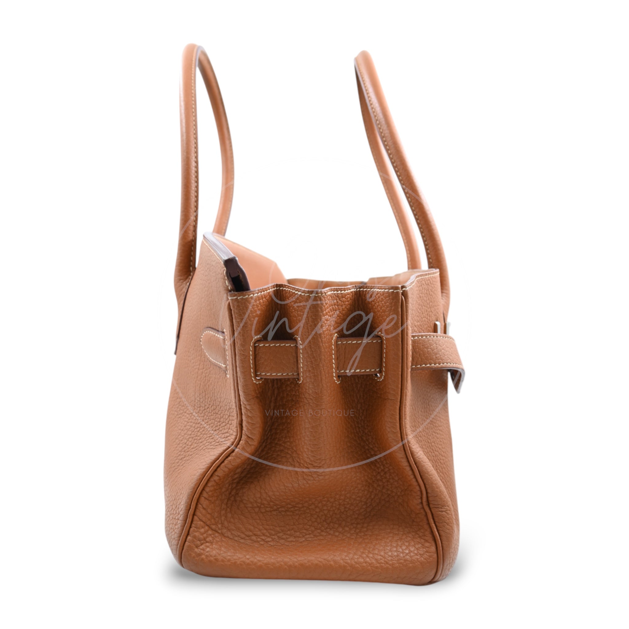 [Pre-owned] Hermes Birkin Shoulder Togo Gold PHW Stamp Square M