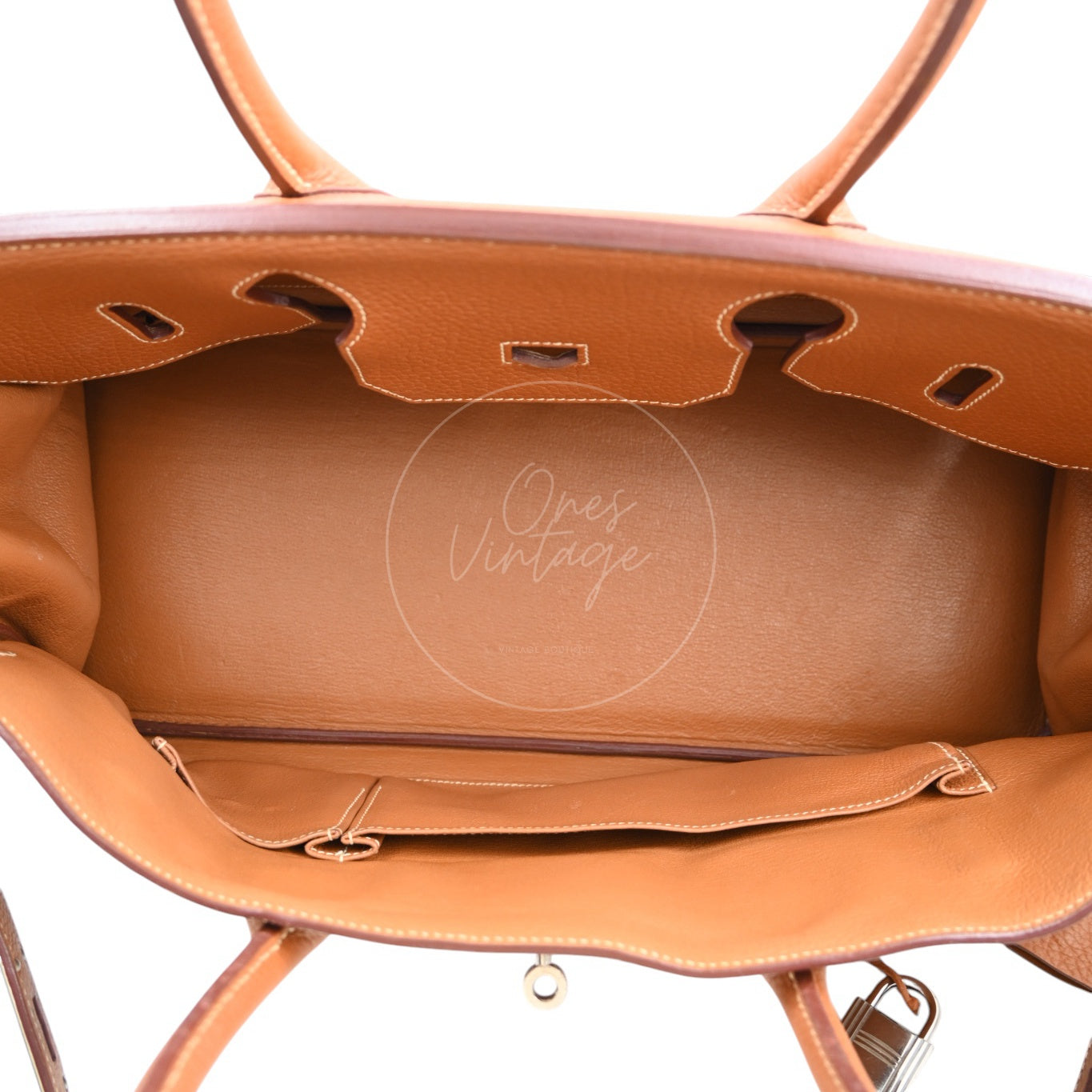 [Pre-owned] Hermes Birkin Shoulder Togo Gold PHW Stamp Square M