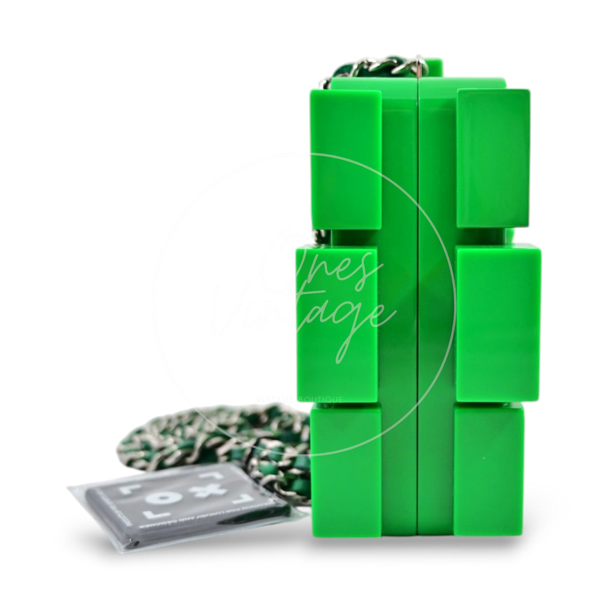 Chanel Vintage Lego Clutch Bag Plexiglass Green SHW Series 17