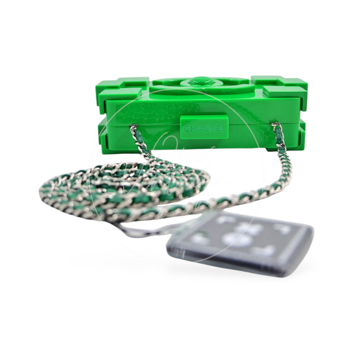 Chanel Vintage Lego Clutch Bag Plexiglass Green SHW Series 17