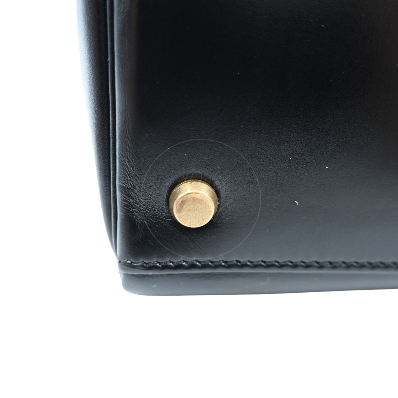 [Pre-owned] Hermes Kelly 28 Retourne Black Box Leather GHW Handbag