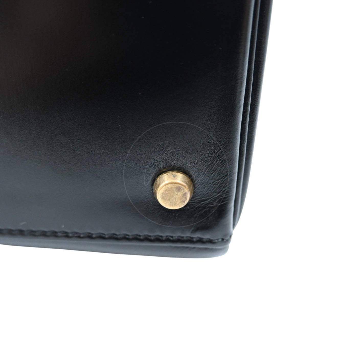 [Pre-owned] Hermes Kelly 28 Retourne Black Box Leather GHW Handbag