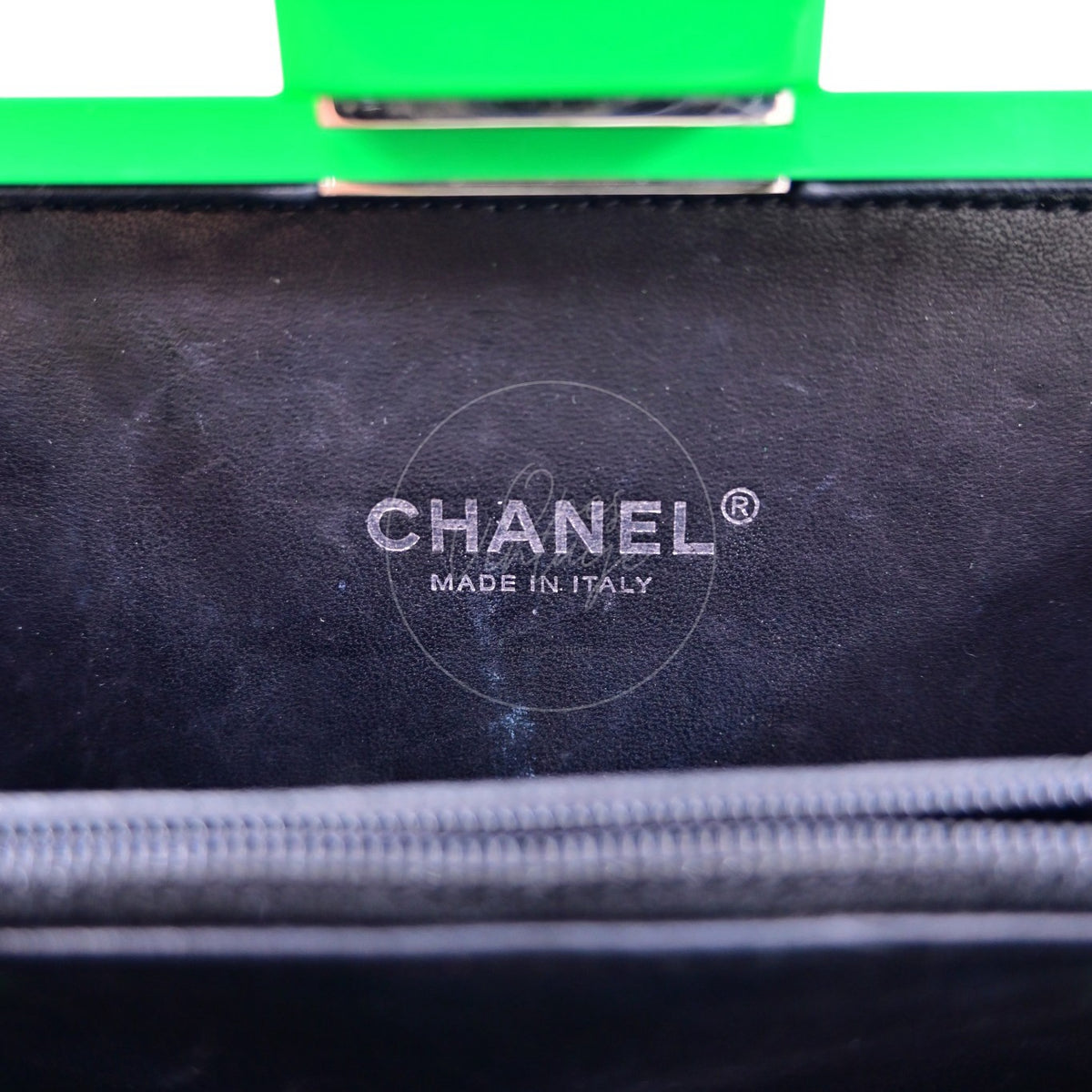 Chanel Vintage Lego Clutch Bag Plexiglass Green SHW Series 17