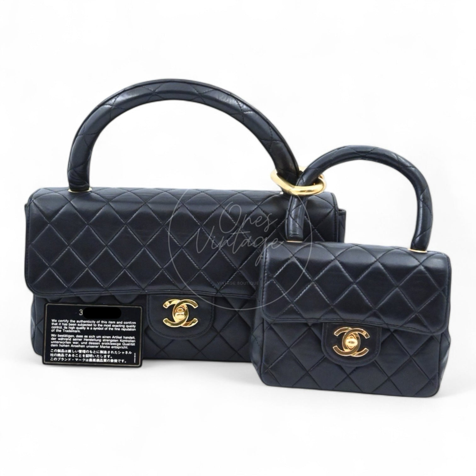 [Pre-owned] Chanel Classic Single Flap Black Lambskin Sereis 3 Twin Bags