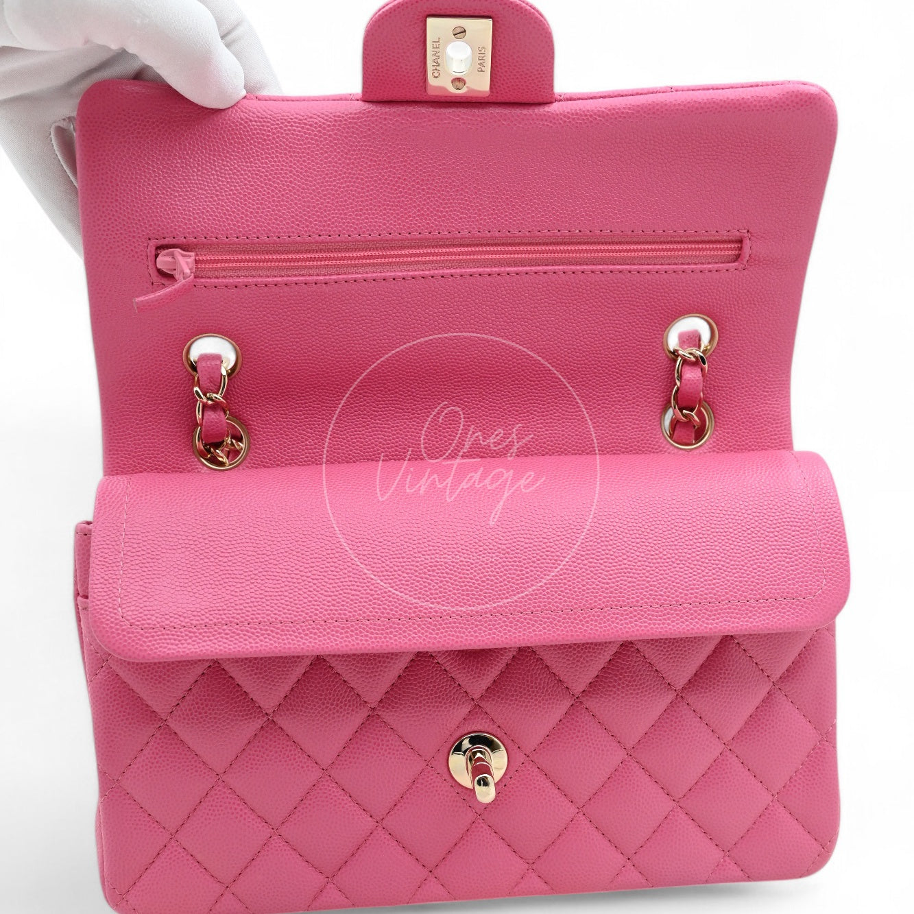 [Pre-owned] Chanel CF23 Small Classic Flap Bag Caviar Pink