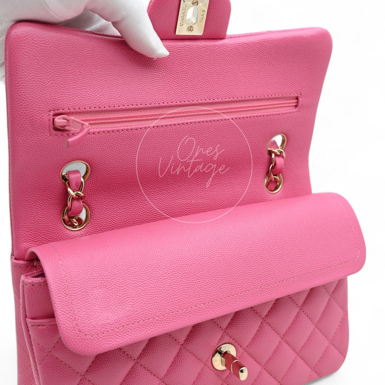 [Pre-owned] Chanel CF23 Small Classic Flap Bag Caviar Pink