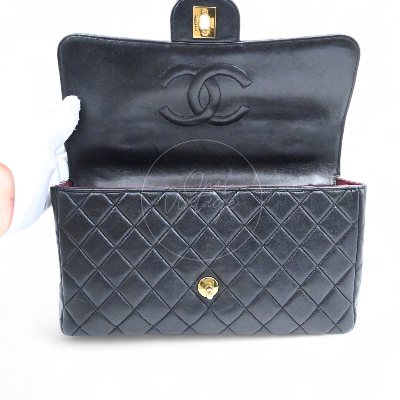[Pre-owned] Chanel Classic Single Flap Black Lambskin Sereis 3 Twin Bags