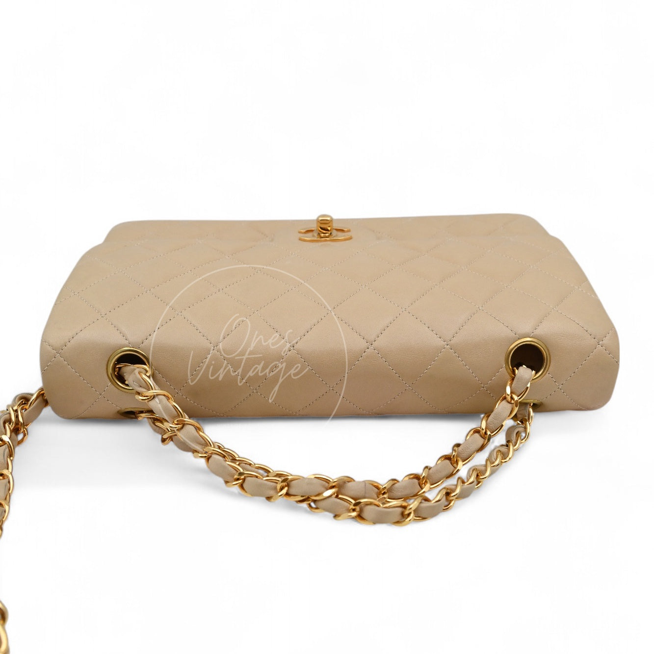 [Pre-owned] Chanel CF25 Medium Classic Flap Bag Beige GHW