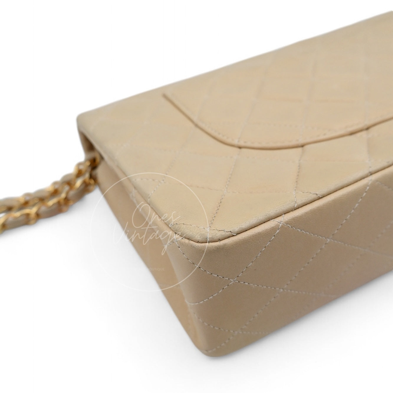 [Pre-owned] Chanel CF25 Medium Classic Flap Bag Beige GHW