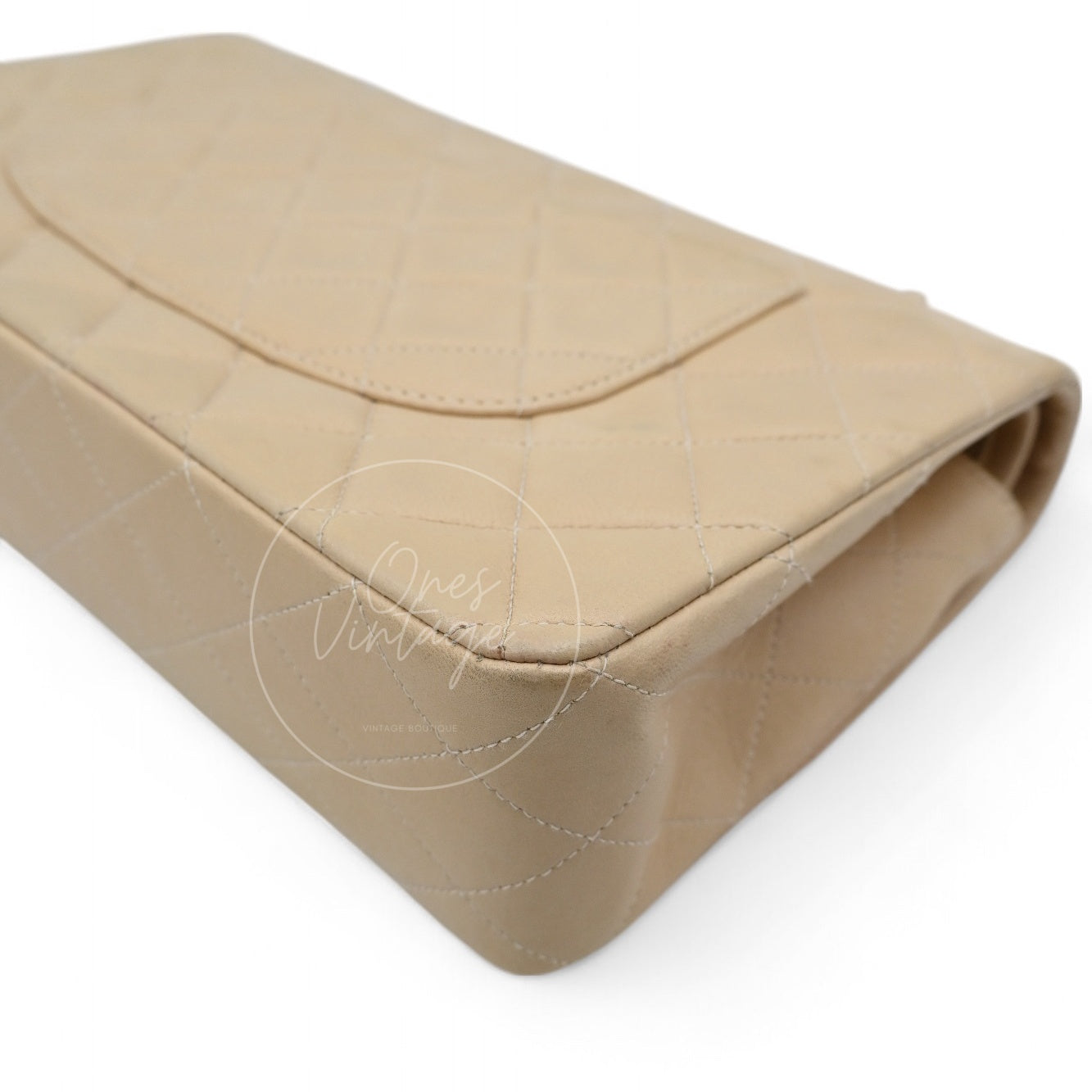 [Pre-owned] Chanel CF25 Medium Classic Flap Bag Beige GHW