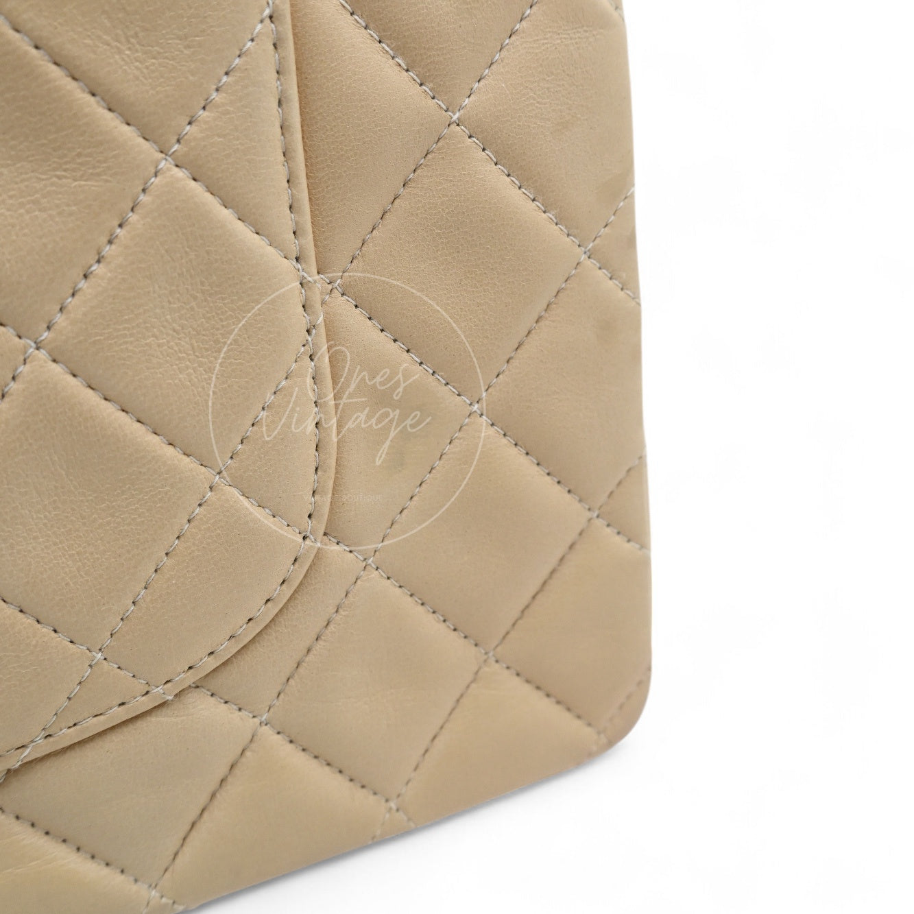 [Pre-owned] Chanel CF25 Medium Classic Flap Bag Beige GHW