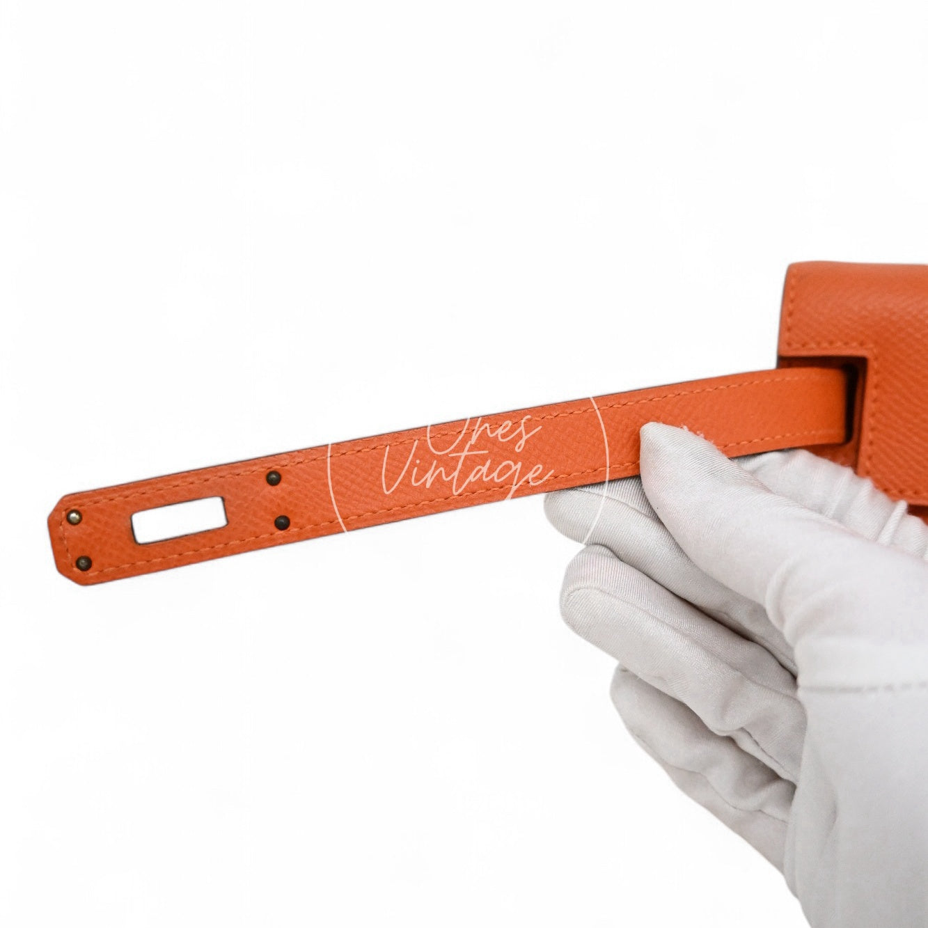 [Pre-owned] Hermes Kelly Cut Clutch Orange Epsom Stamp Square R