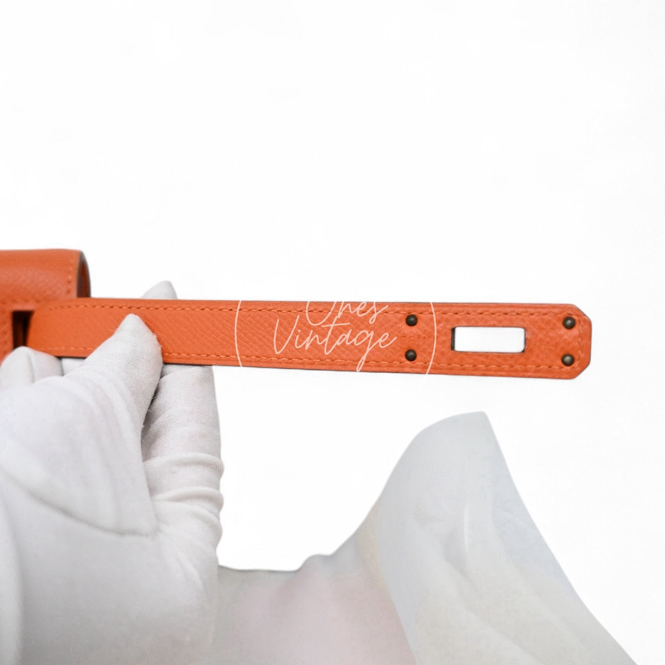 [Pre-owned] Hermes Kelly Cut Clutch Orange Epsom Stamp Square R