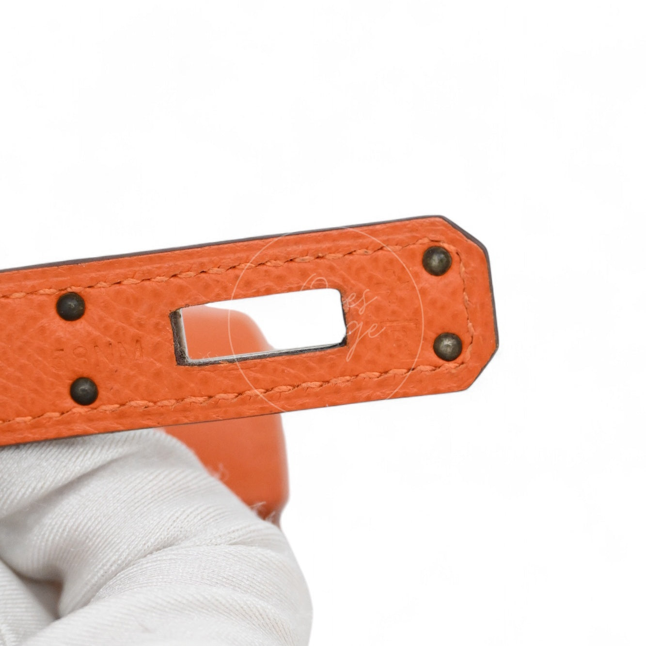 [Pre-owned] Hermes Kelly Cut Clutch Orange Epsom Stamp Square R